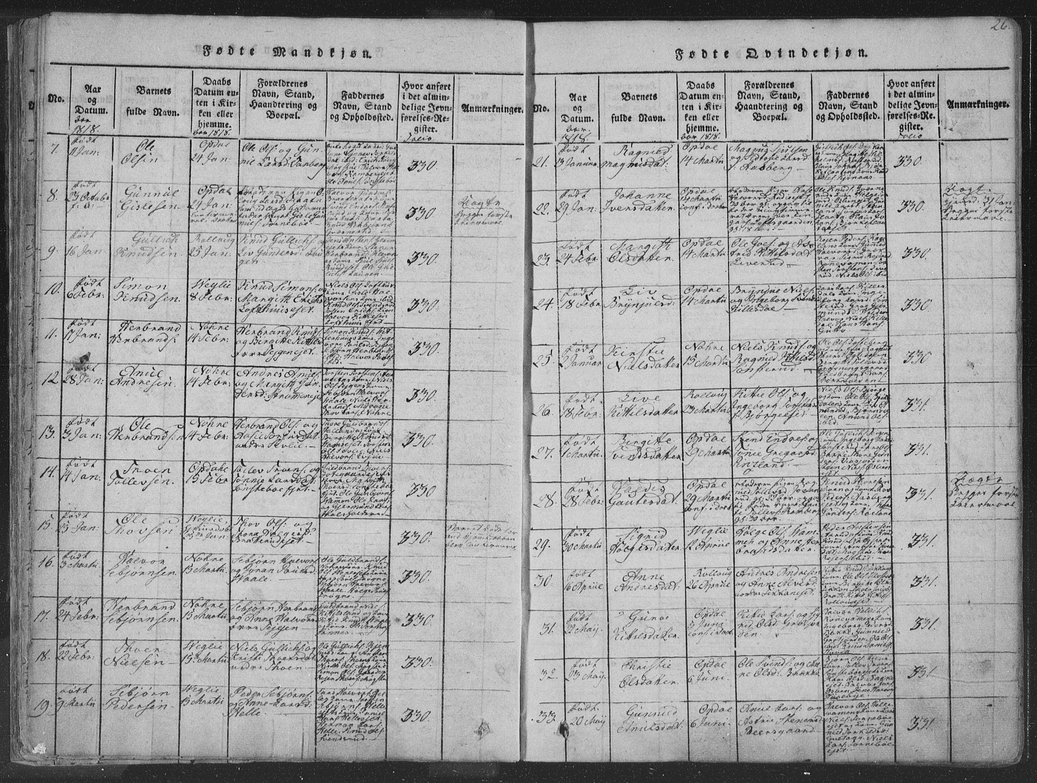Rollag kirkebøker, SAKO/A-240/F/Fa/L0006: Ministerialbok nr. I 6, 1814-1828, s. 26