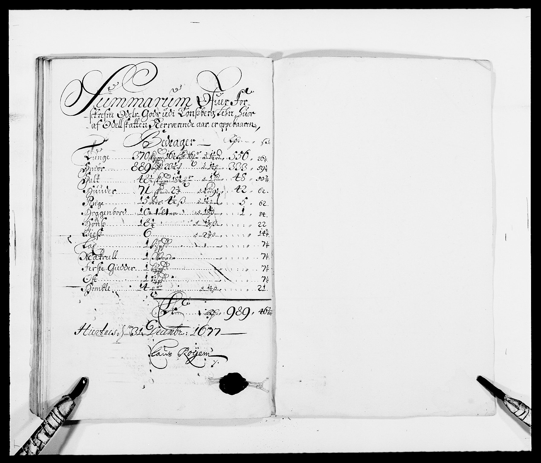 Rentekammeret inntil 1814, Reviderte regnskaper, Fogderegnskap, RA/EA-4092/R32/L1845: Fogderegnskap Jarlsberg grevskap, 1676-1678, s. 305