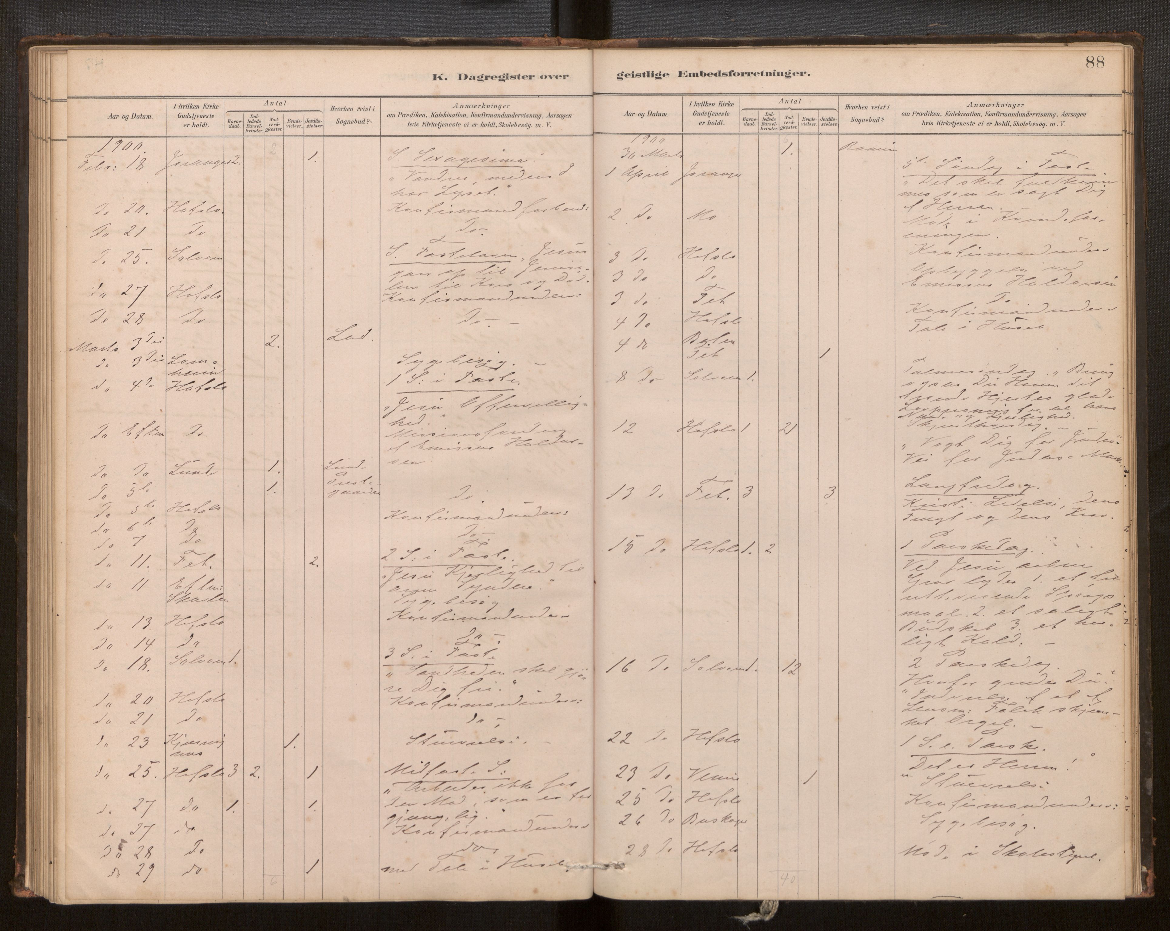 Hafslo sokneprestembete, SAB/A-80301/H/Haa/Haaf/L0003: Dagregister nr. F 3, 1879-1909, s. 88