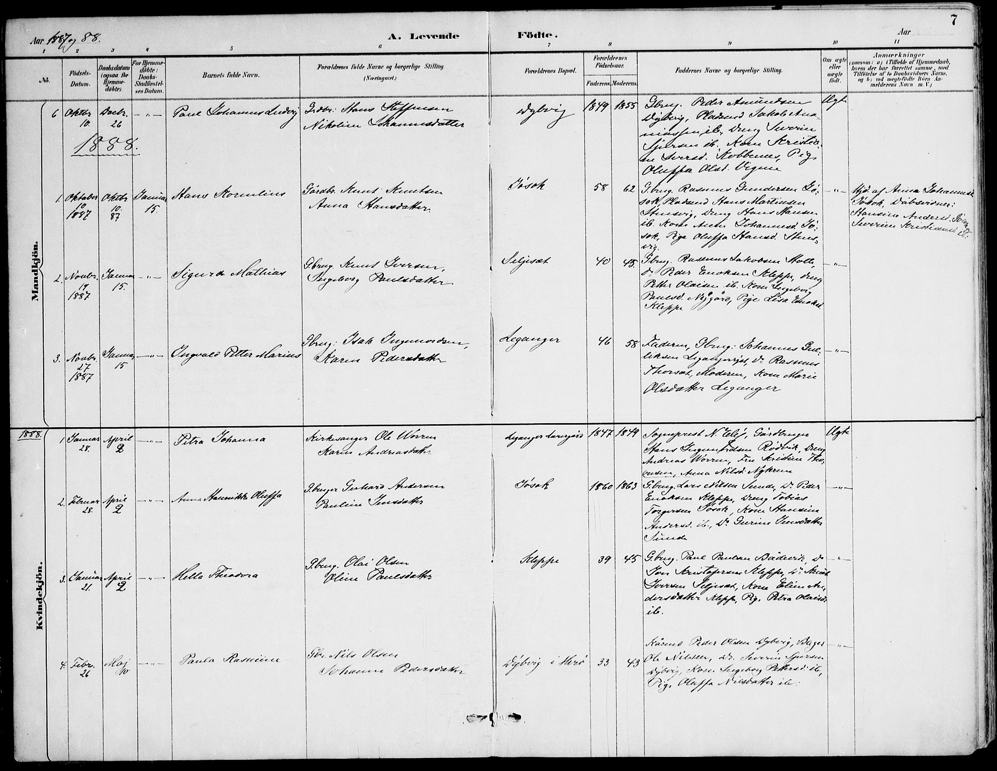 Ministerialprotokoller, klokkerbøker og fødselsregistre - Møre og Romsdal, SAT/A-1454/508/L0095: Ministerialbok nr. 508A02, 1887-1920, s. 7