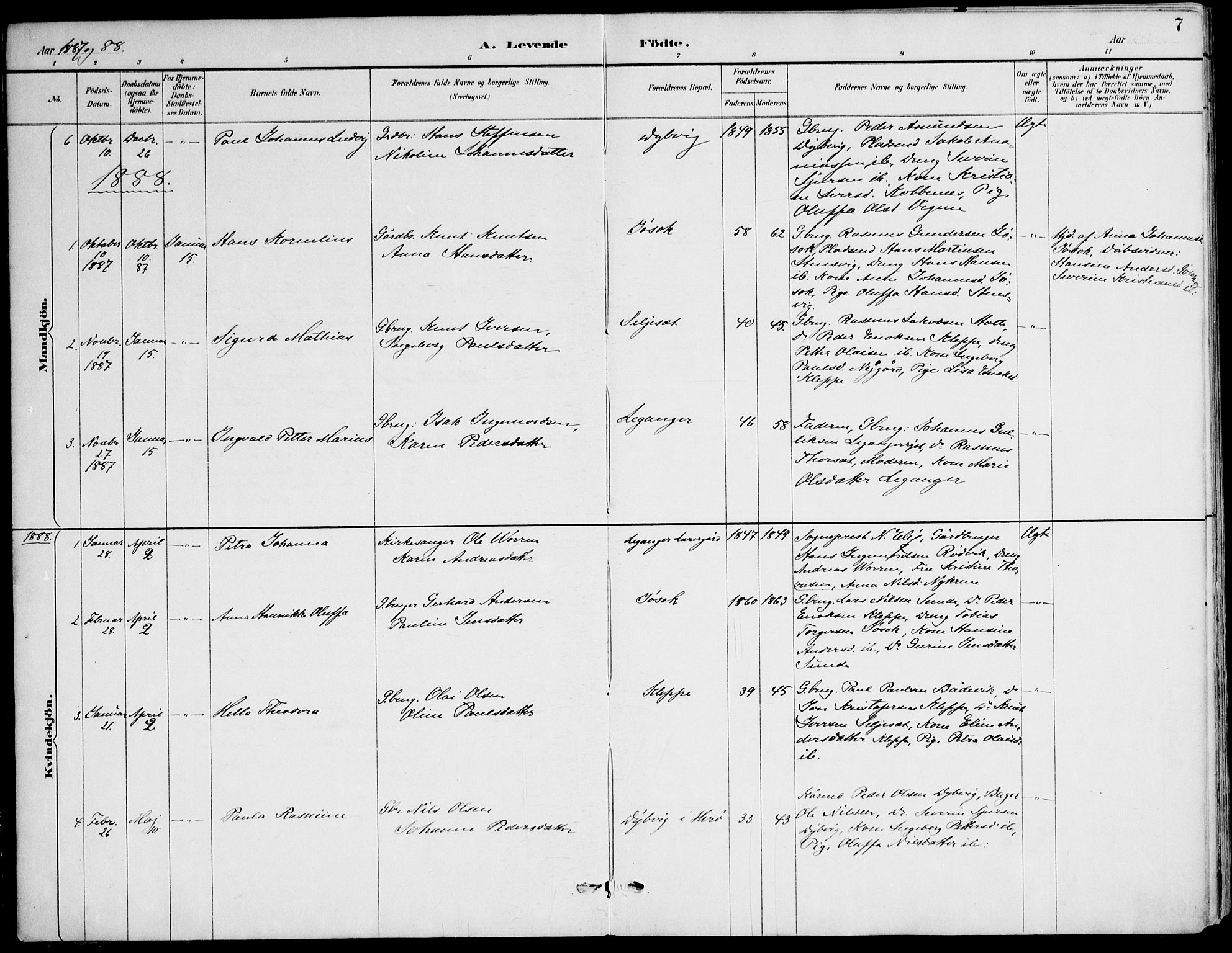Ministerialprotokoller, klokkerbøker og fødselsregistre - Møre og Romsdal, AV/SAT-A-1454/508/L0095: Ministerialbok nr. 508A02, 1887-1920, s. 7