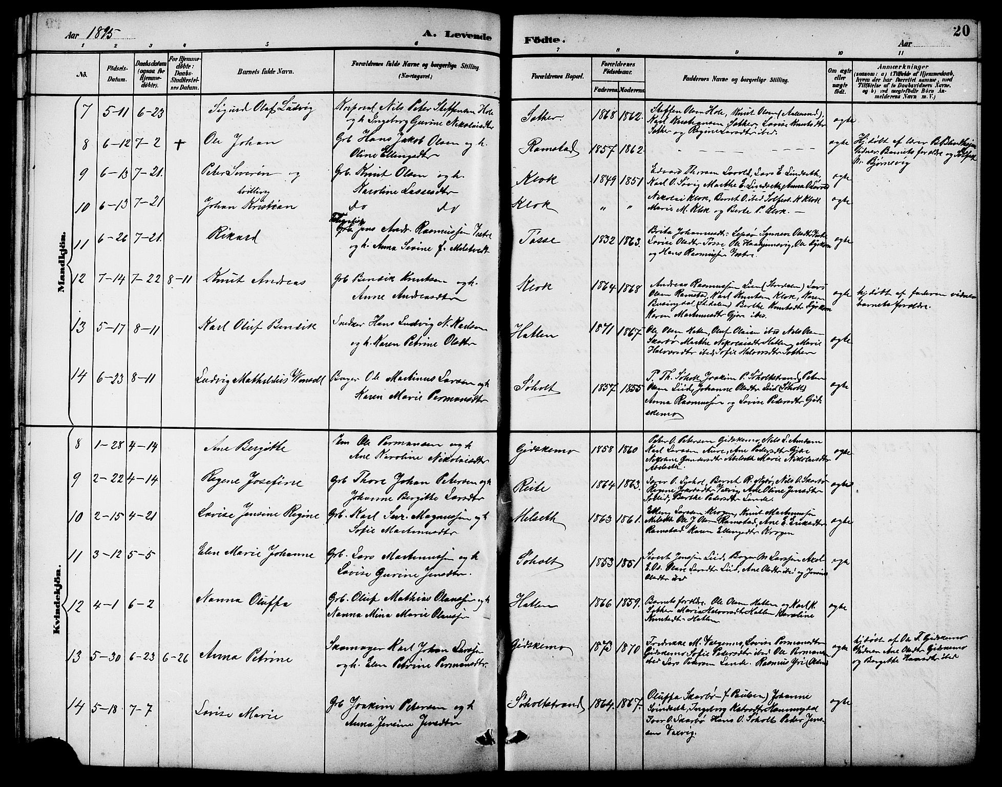 Ministerialprotokoller, klokkerbøker og fødselsregistre - Møre og Romsdal, AV/SAT-A-1454/522/L0327: Klokkerbok nr. 522C06, 1890-1915, s. 20