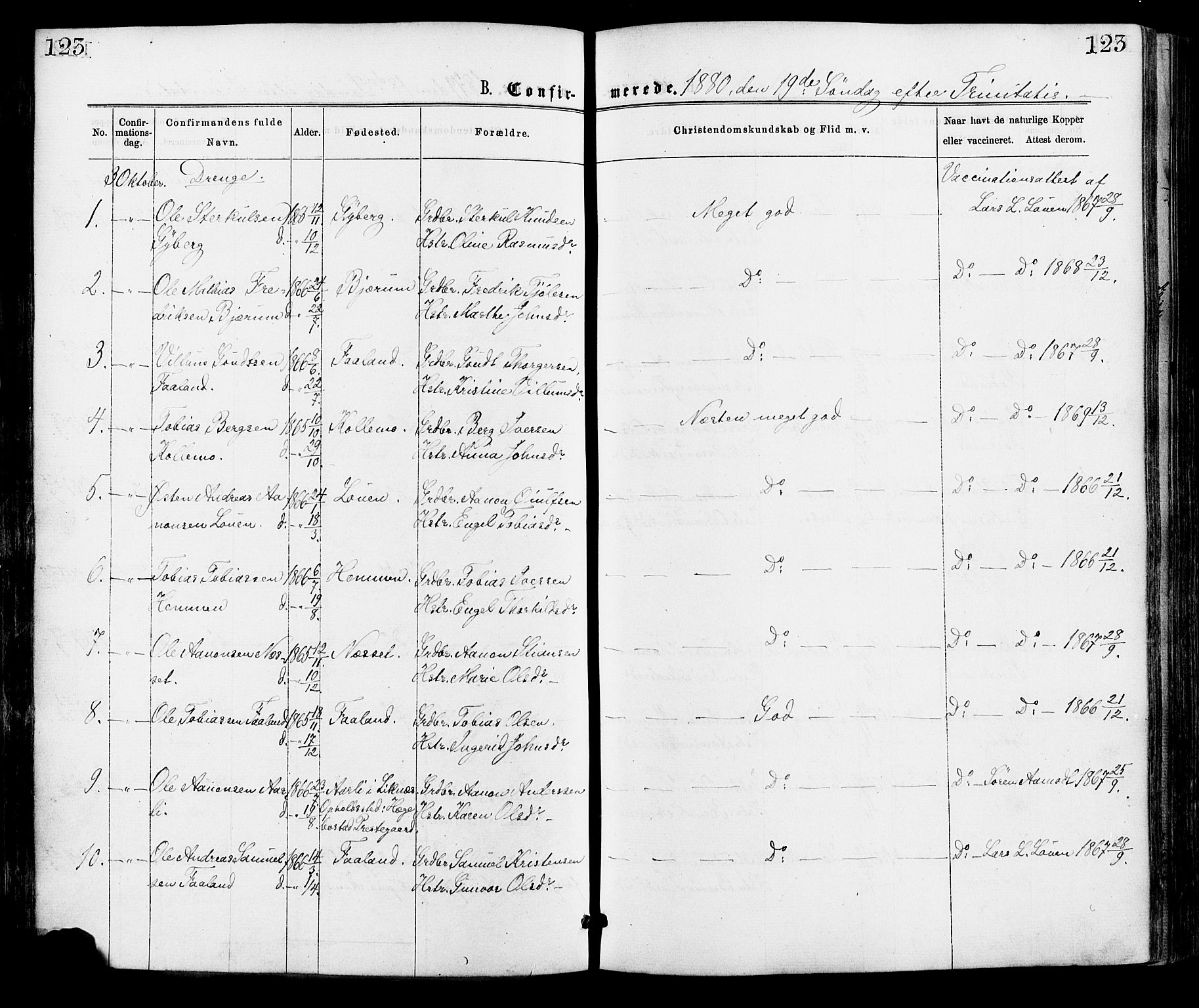 Hægebostad sokneprestkontor, SAK/1111-0024/F/Fa/Faa/L0005: Ministerialbok nr. A 5, 1864-1886, s. 123