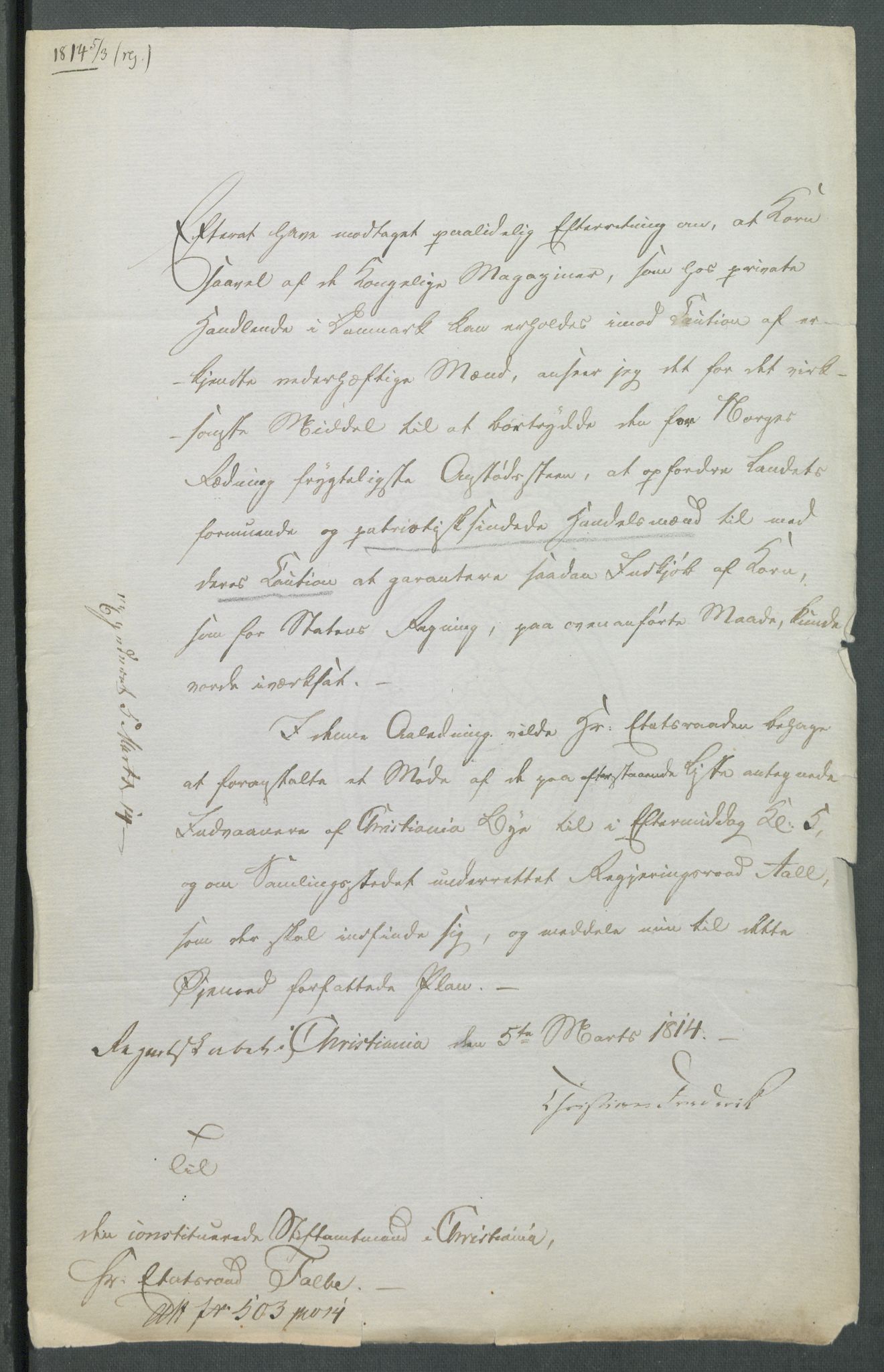 Forskjellige samlinger, Historisk-kronologisk samling, AV/RA-EA-4029/G/Ga/L0009A: Historisk-kronologisk samling. Dokumenter fra januar og ut september 1814. , 1814, s. 40