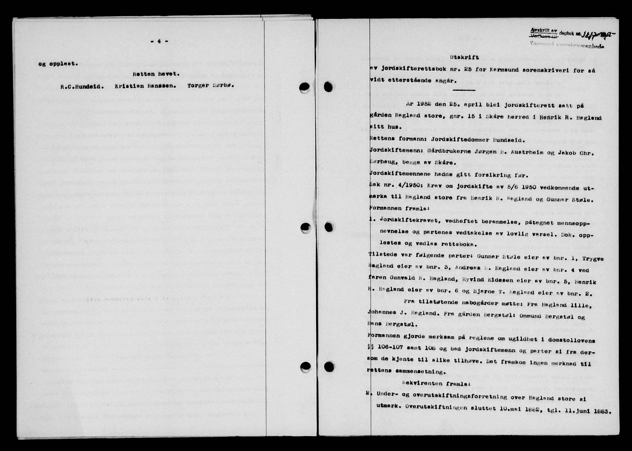 Karmsund sorenskriveri, SAST/A-100311/01/II/IIB/L0117: Pantebok nr. 97Ab, 1955-1955, Dagboknr: 3837/1955