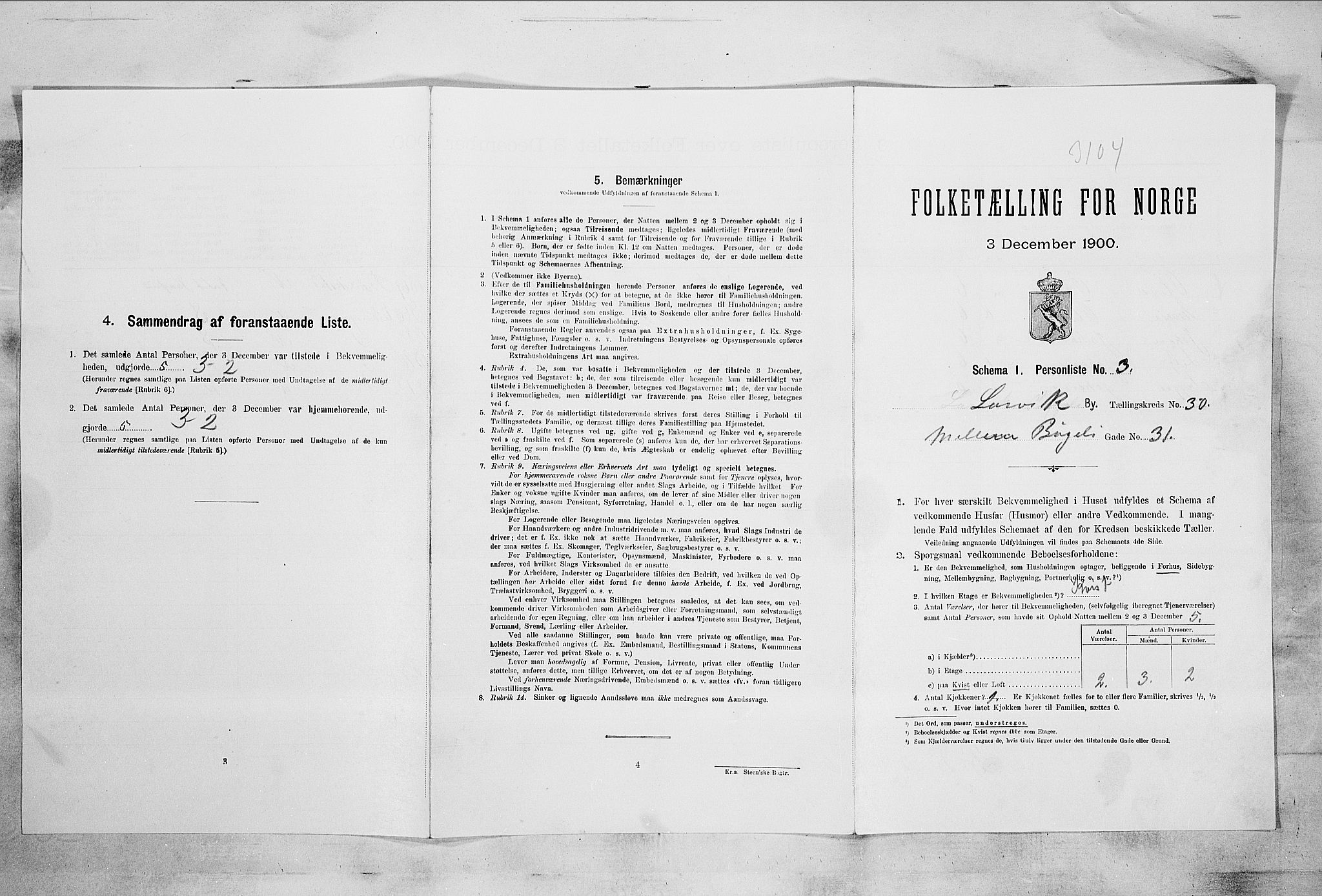 RA, Folketelling 1900 for 0707 Larvik kjøpstad, 1900, s. 3385