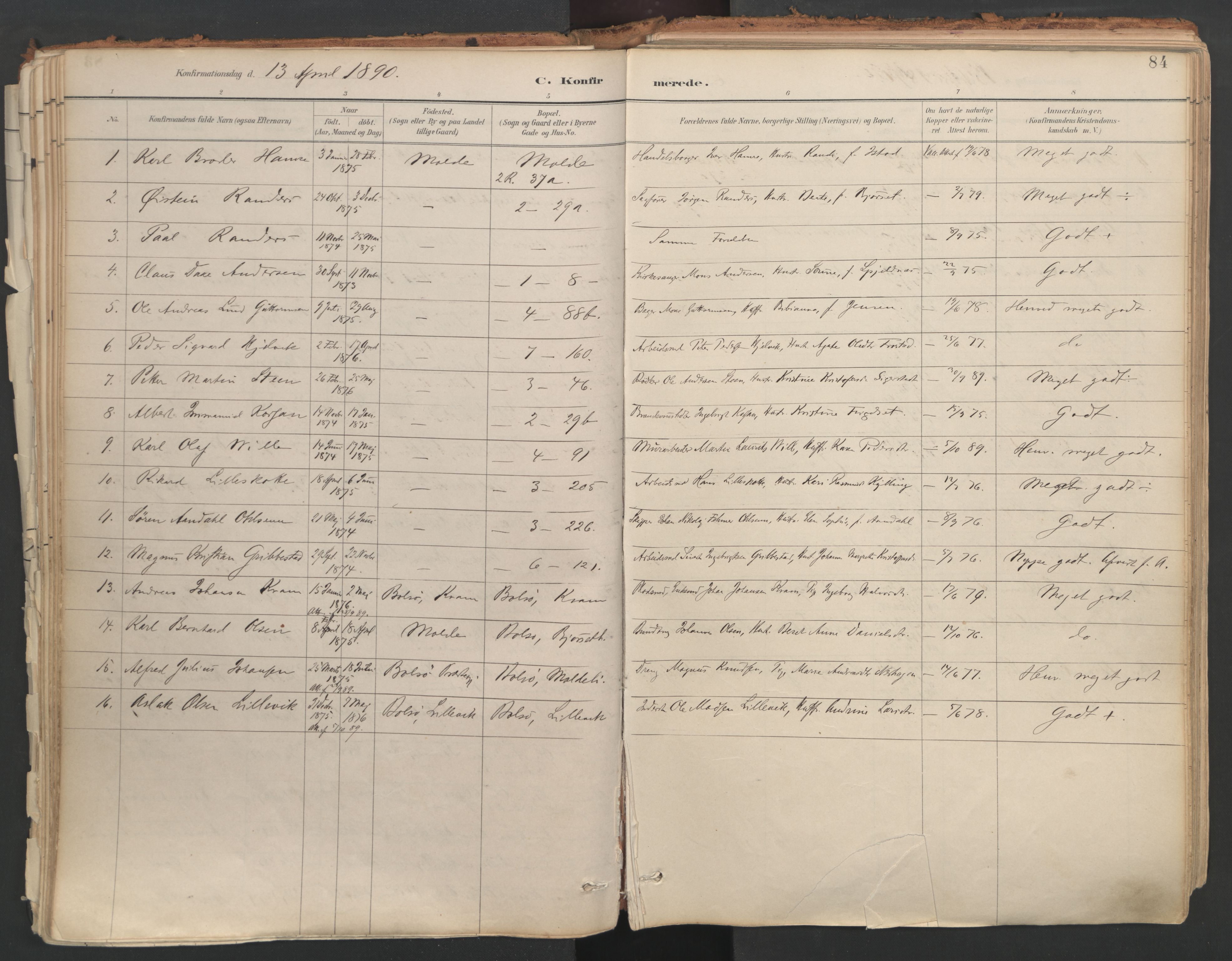 Ministerialprotokoller, klokkerbøker og fødselsregistre - Møre og Romsdal, AV/SAT-A-1454/558/L0692: Ministerialbok nr. 558A06, 1887-1971, s. 84