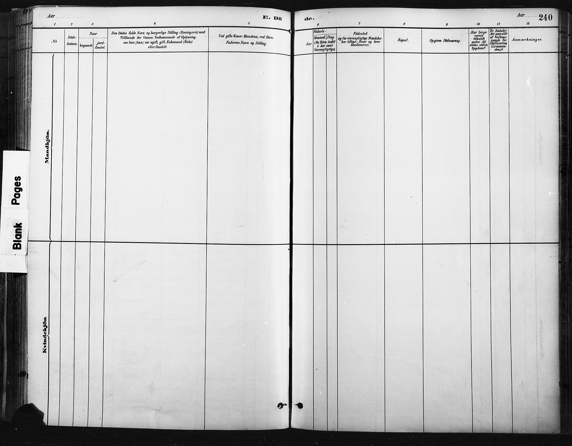 Trysil prestekontor, SAH/PREST-046/H/Ha/Haa/L0009: Ministerialbok nr. 9, 1881-1897, s. 240