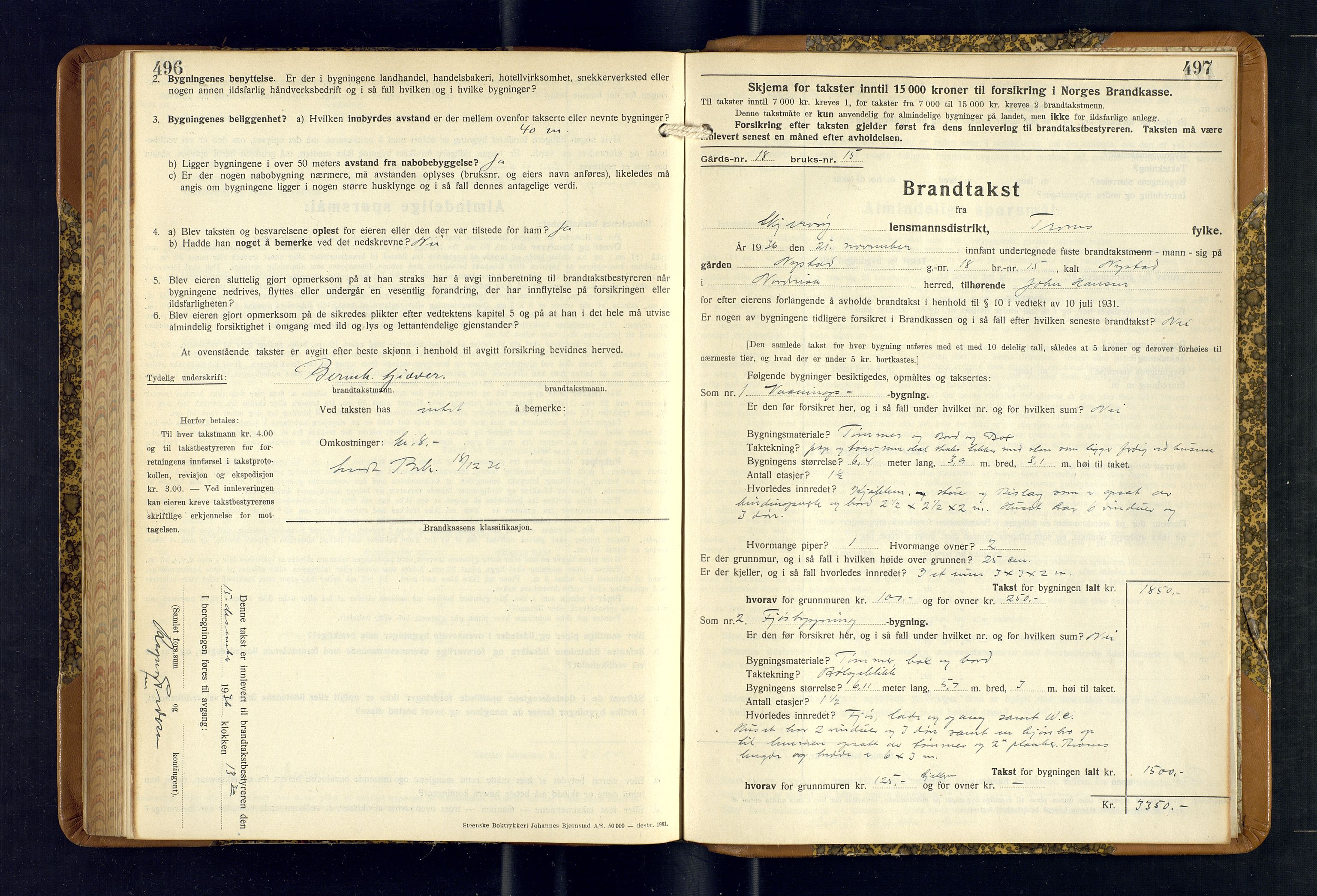 Skjervøy lensmannskontor, AV/SATØ-SATØ-63/F/Fu/Fub/L0265: Branntakstprotokoll (S), 1934-1936, s. 496-497