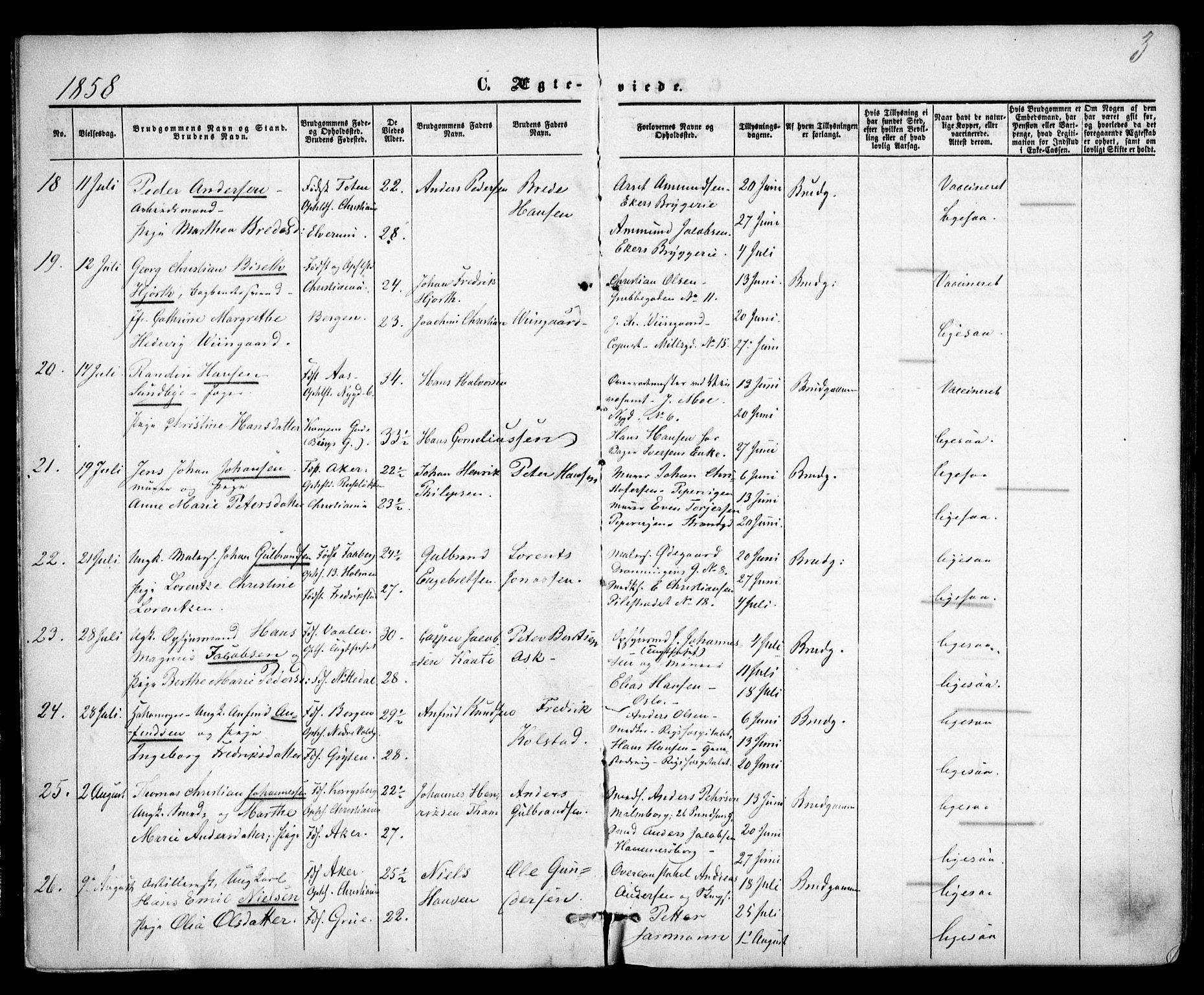 Trefoldighet prestekontor Kirkebøker, AV/SAO-A-10882/F/Fc/L0001: Ministerialbok nr. III 1, 1858-1874, s. 3