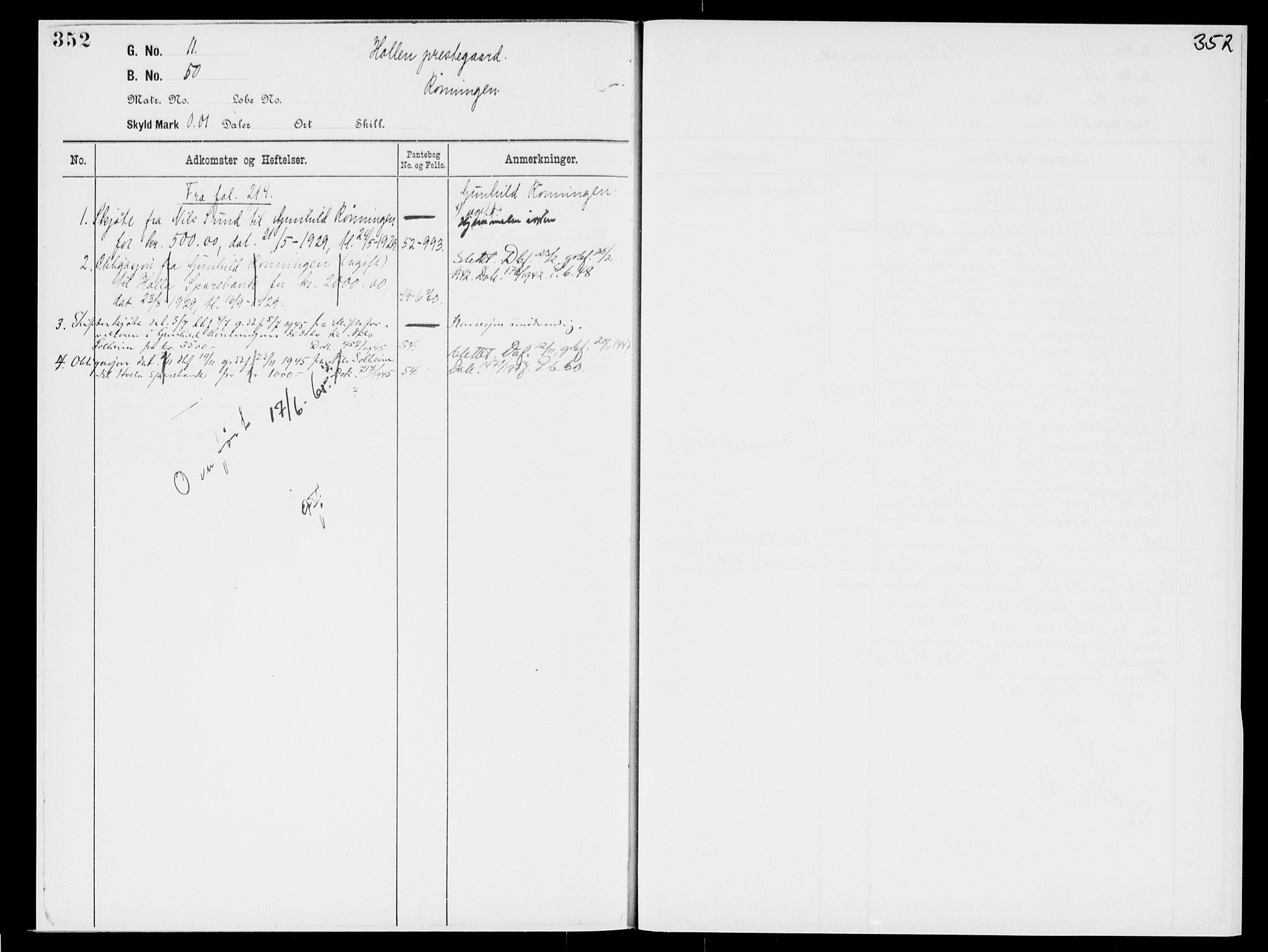 Nedre Telemark sorenskriveri, AV/SAKO-A-135/G/Gb/Gbg/L0001: Panteregister nr. VII 1, s. 352