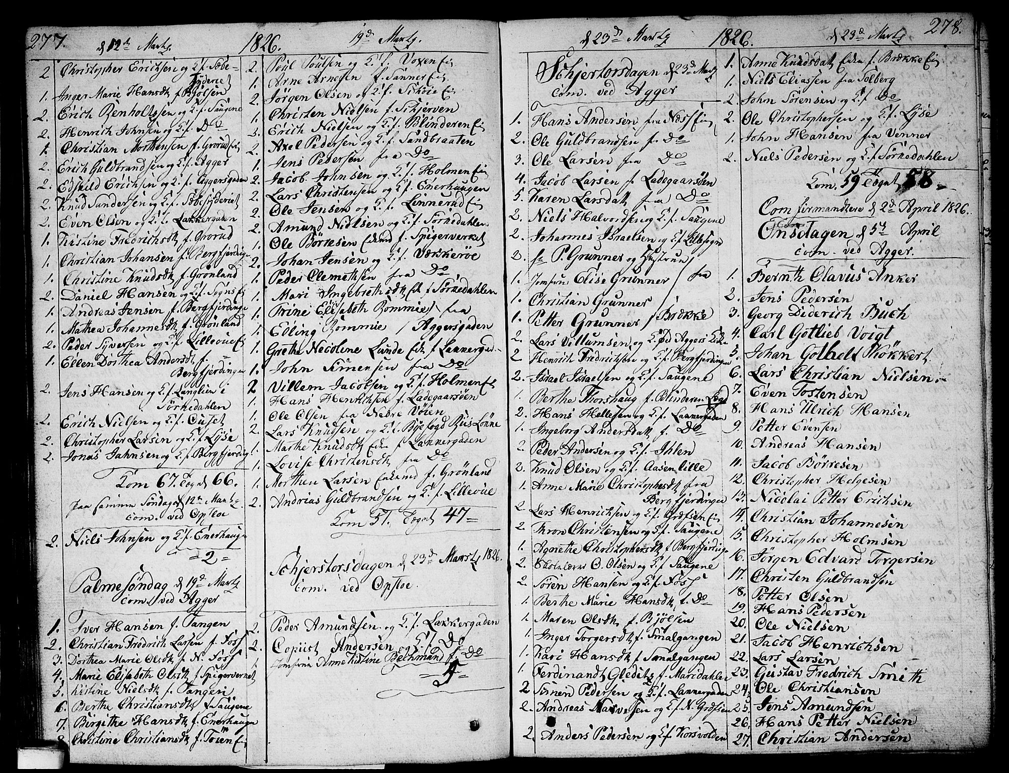 Aker prestekontor kirkebøker, AV/SAO-A-10861/G/L0003: Klokkerbok nr. 3, 1819-1836, s. 277-278