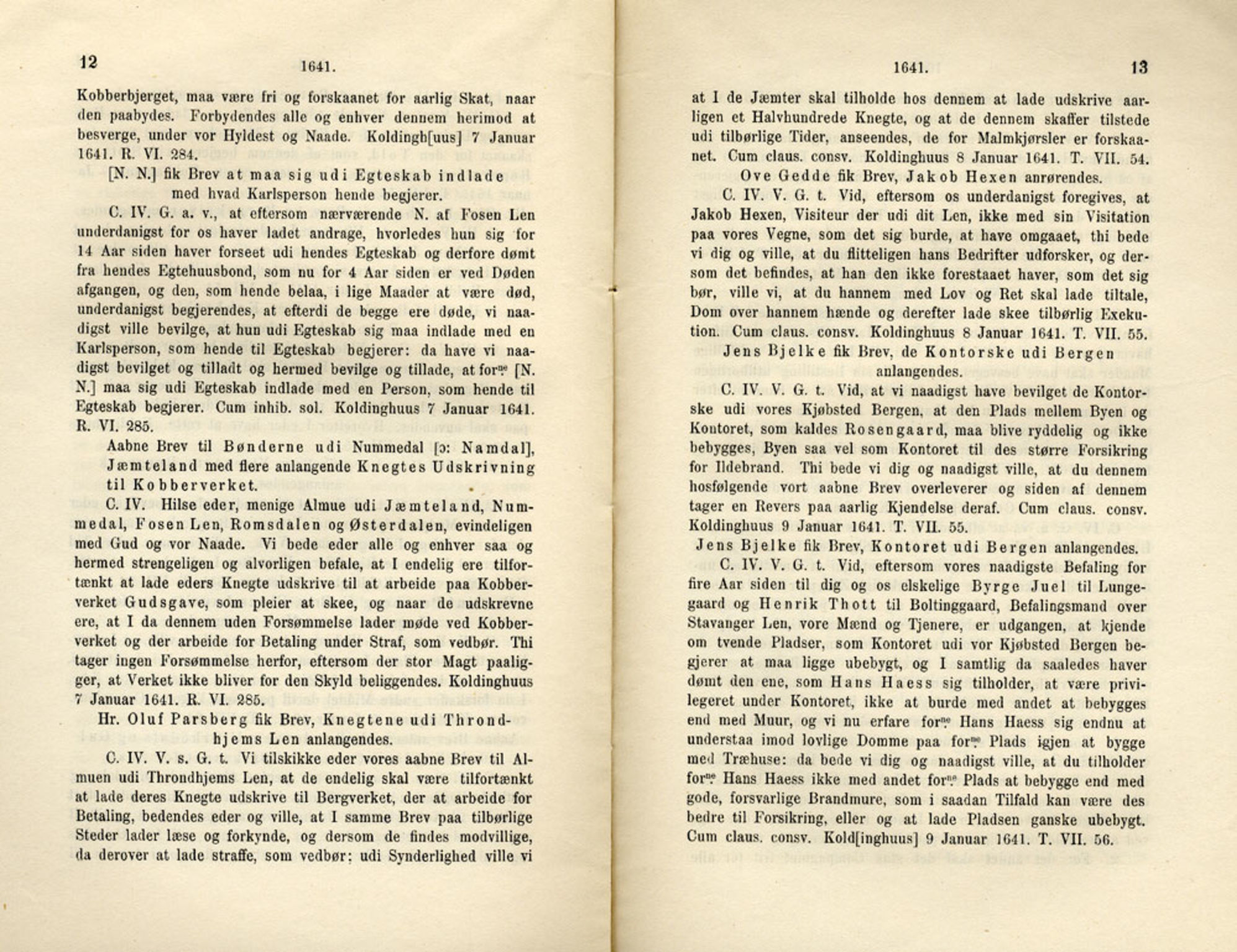 Publikasjoner utgitt av Det Norske Historiske Kildeskriftfond, PUBL/-/-/-: Norske Rigs-Registranter, bind 8, 1641-1648, s. 12-13