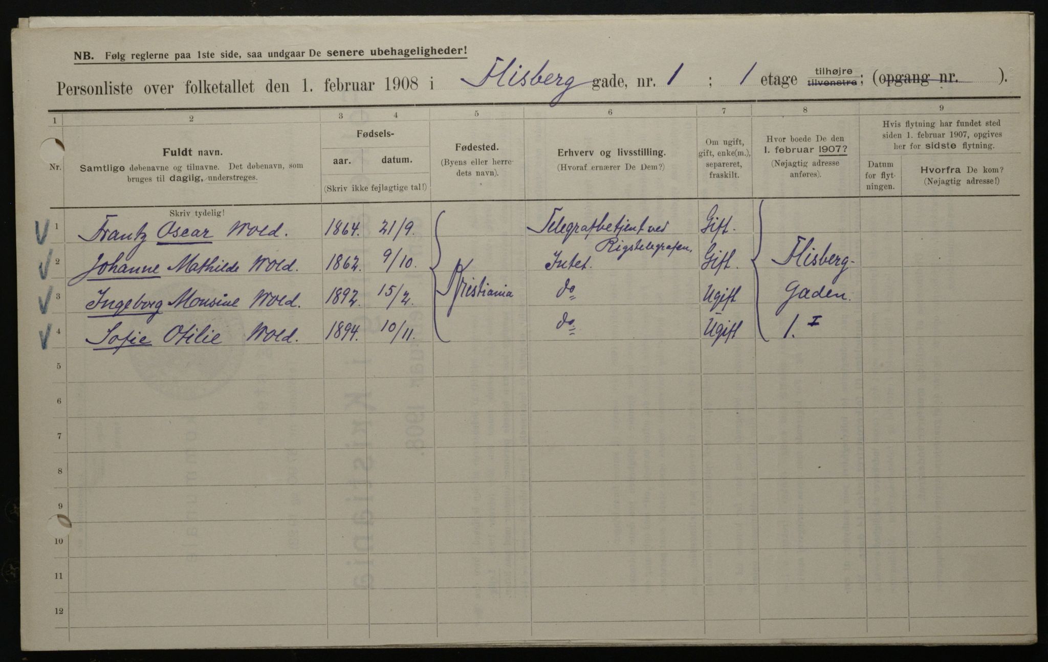 OBA, Kommunal folketelling 1.2.1908 for Kristiania kjøpstad, 1908, s. 22272