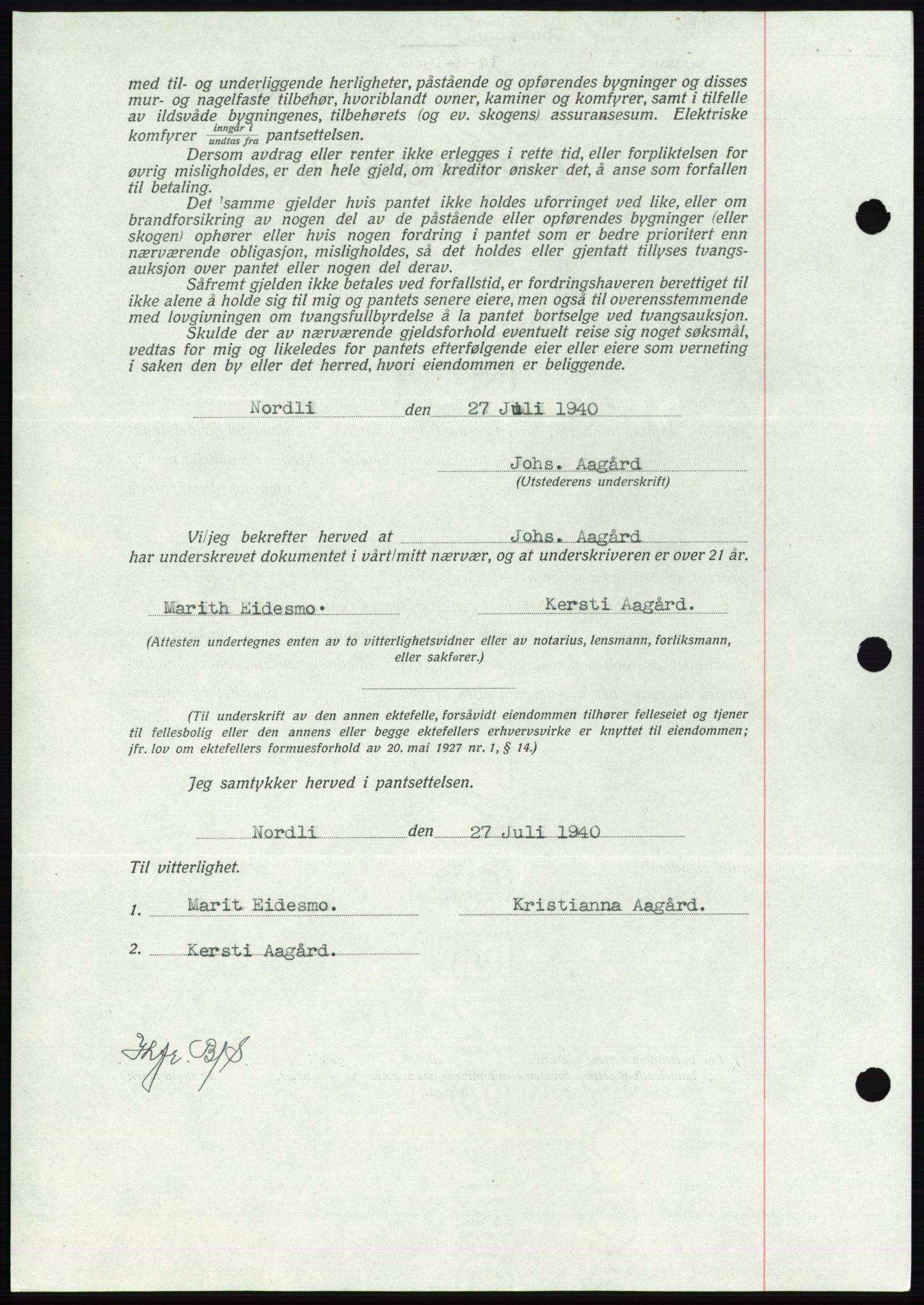 Namdal sorenskriveri, AV/SAT-A-4133/1/2/2C: Pantebok nr. -, 1940-1941, Tingl.dato: 14.08.1940