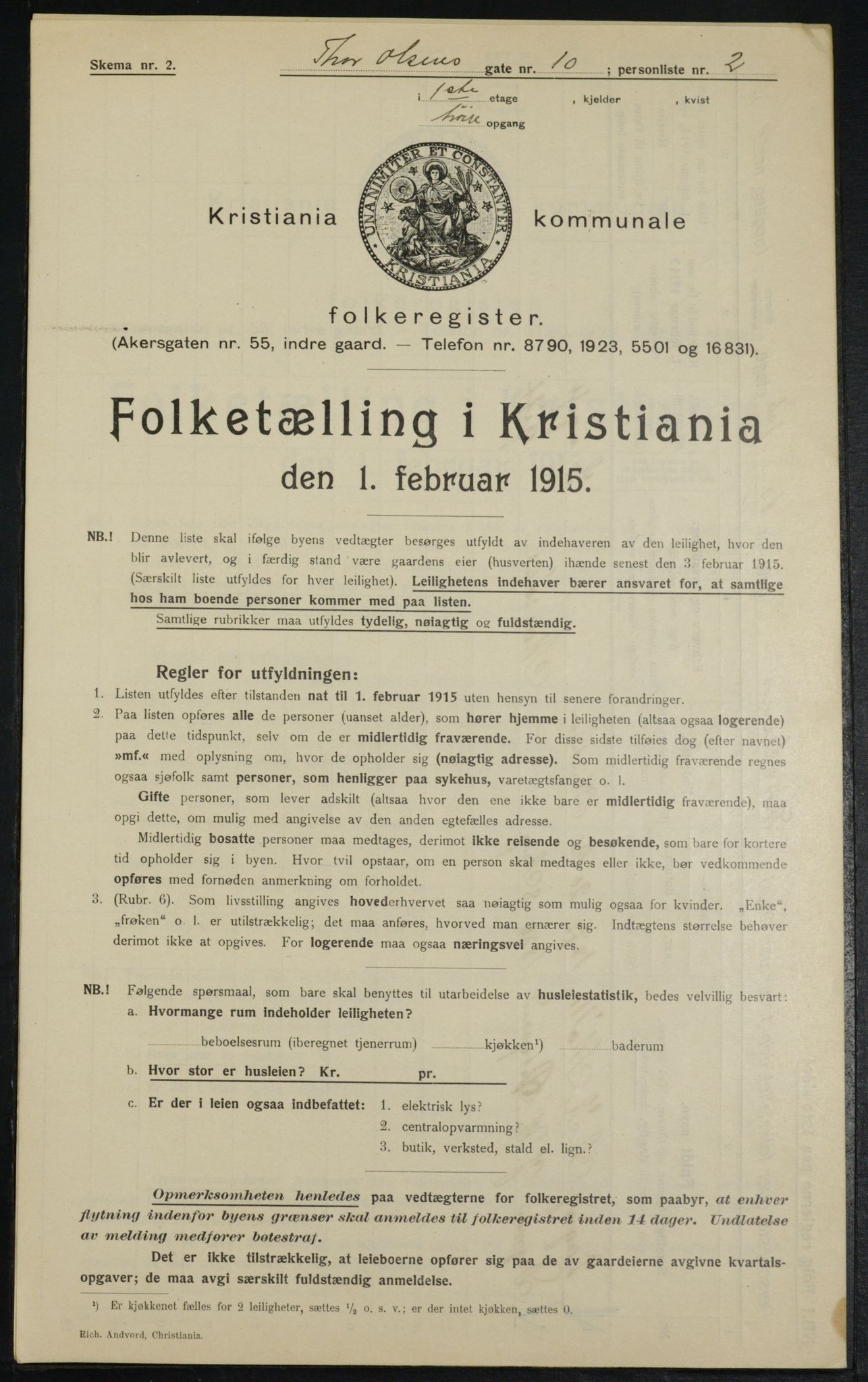 OBA, Kommunal folketelling 1.2.1915 for Kristiania, 1915, s. 109780