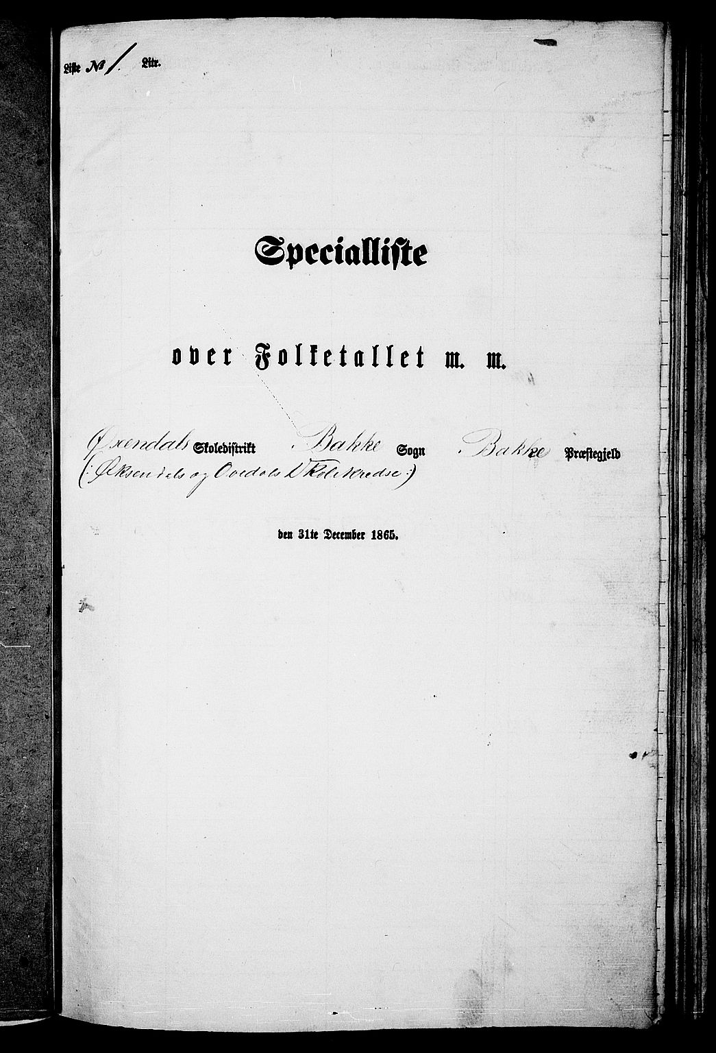 RA, Folketelling 1865 for 1045P Bakke prestegjeld, 1865, s. 60