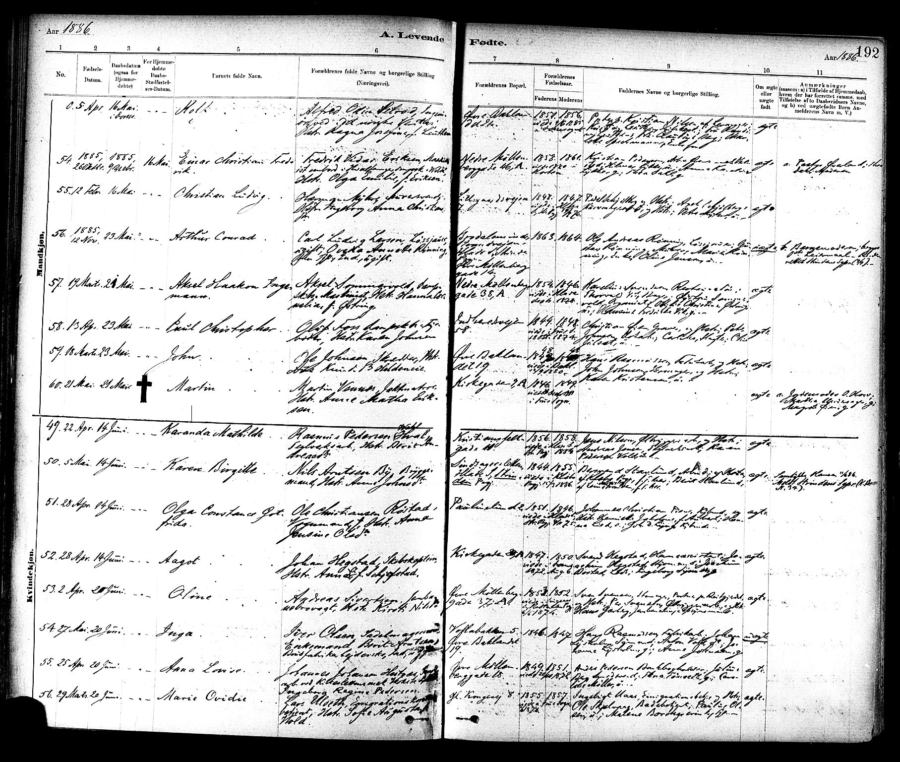 Ministerialprotokoller, klokkerbøker og fødselsregistre - Sør-Trøndelag, AV/SAT-A-1456/604/L0188: Ministerialbok nr. 604A09, 1878-1892, s. 192