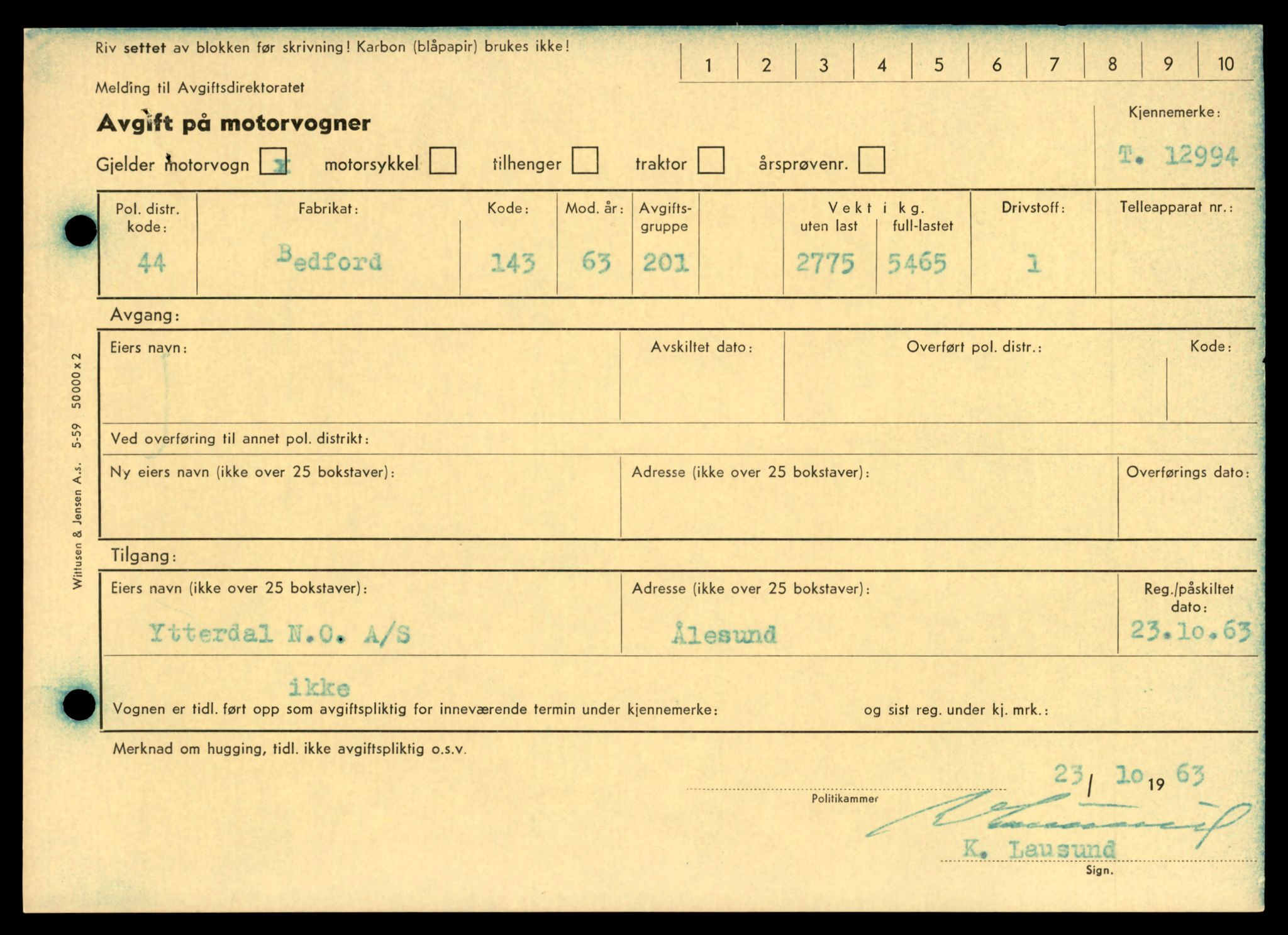 Møre og Romsdal vegkontor - Ålesund trafikkstasjon, AV/SAT-A-4099/F/Fe/L0036: Registreringskort for kjøretøy T 12831 - T 13030, 1927-1998, s. 2389