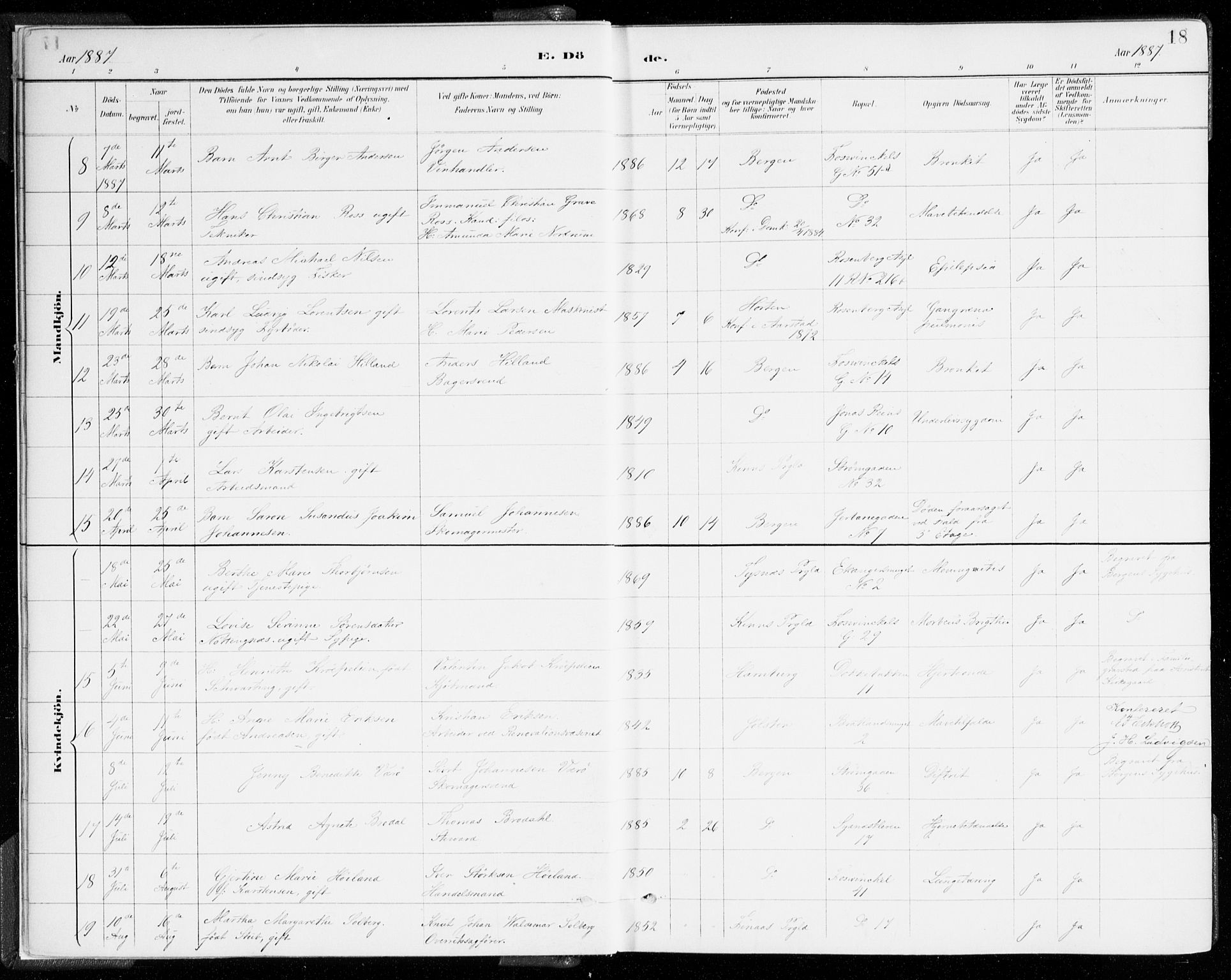 Johanneskirken sokneprestembete, AV/SAB-A-76001/H/Haa/L0019: Ministerialbok nr. E 1, 1885-1915, s. 18