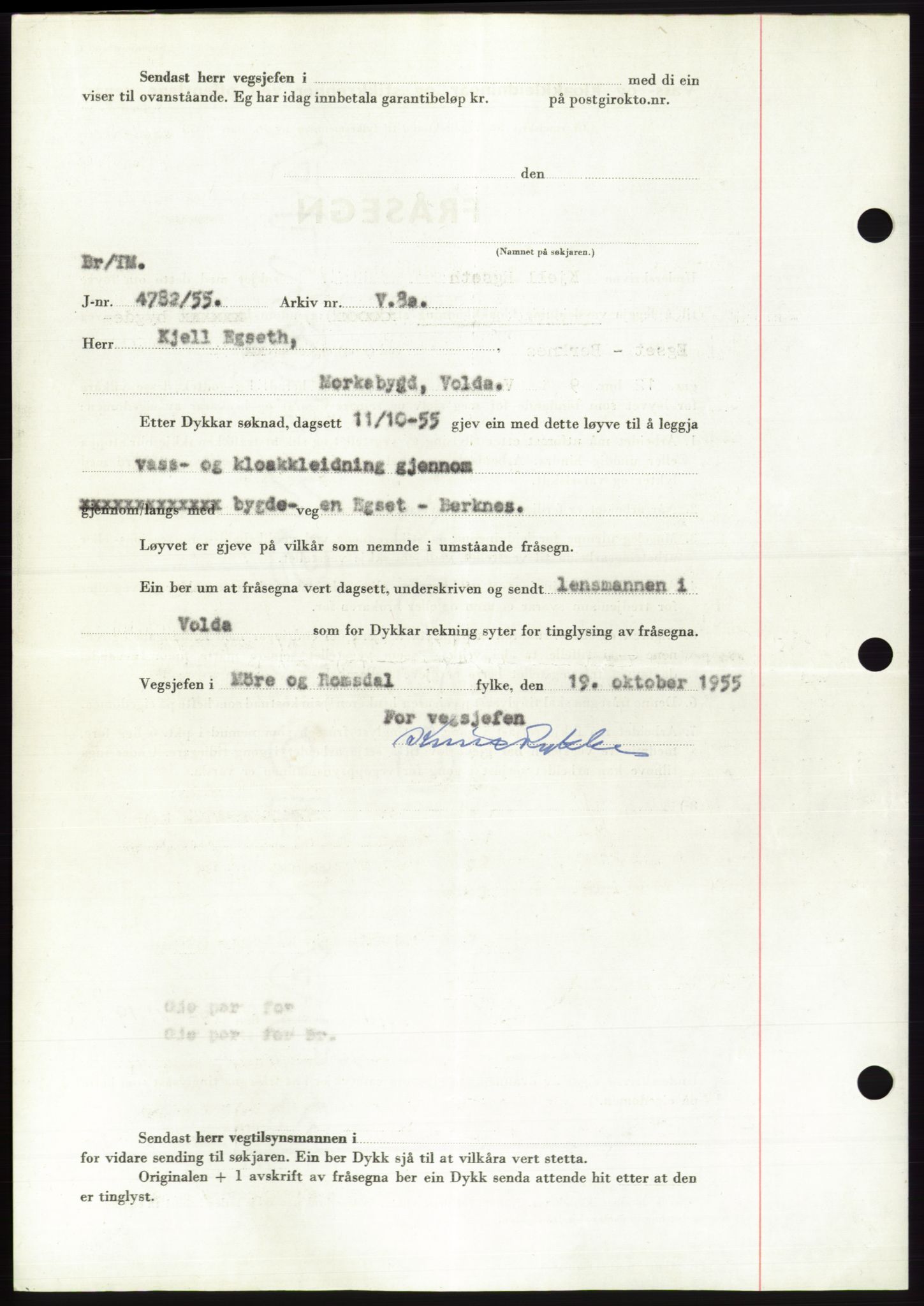Søre Sunnmøre sorenskriveri, AV/SAT-A-4122/1/2/2C/L0102: Pantebok nr. 28A, 1955-1956, Dagboknr: 2621/1955
