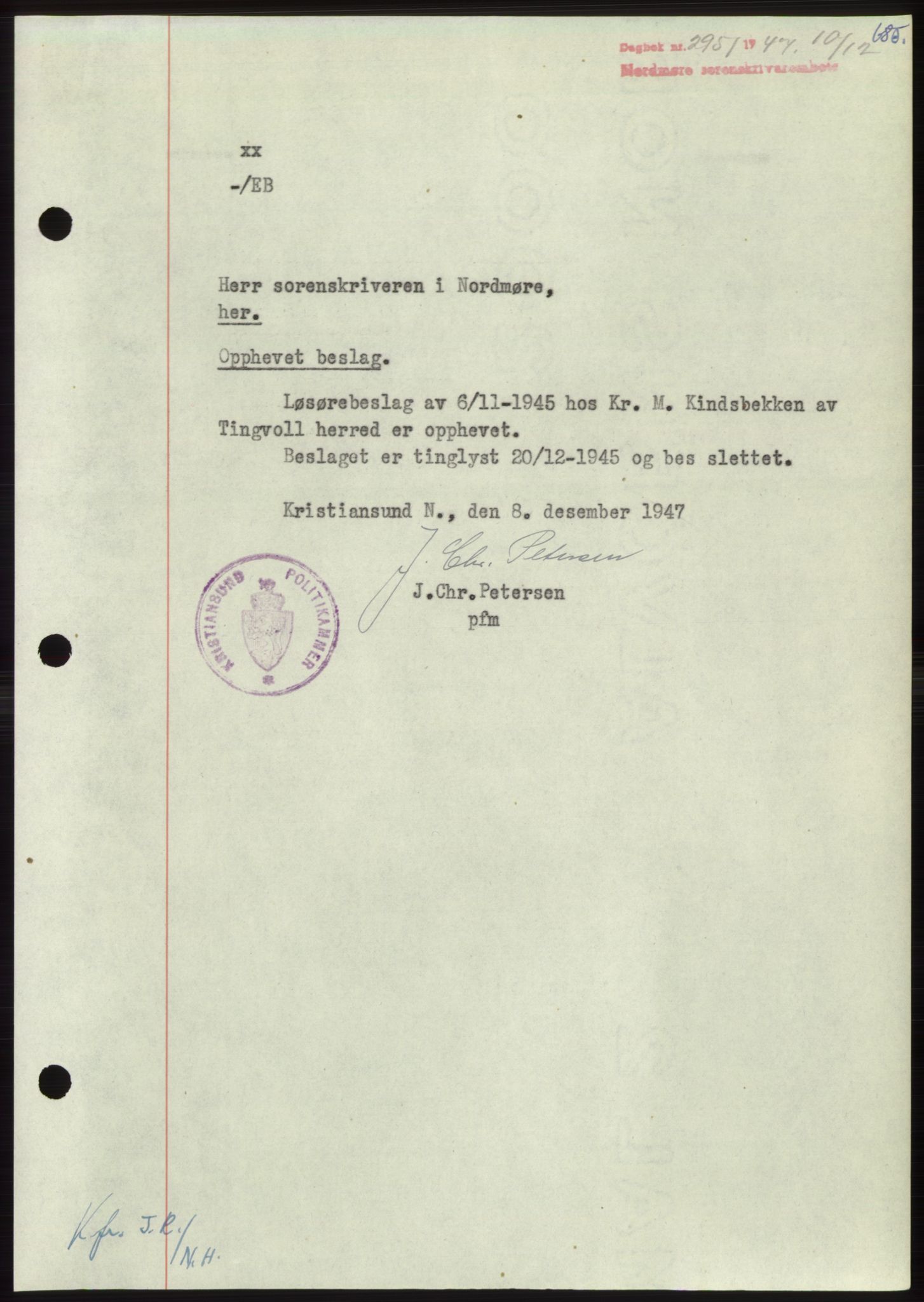 Nordmøre sorenskriveri, AV/SAT-A-4132/1/2/2Ca: Pantebok nr. B97, 1947-1948, Dagboknr: 2951/1947