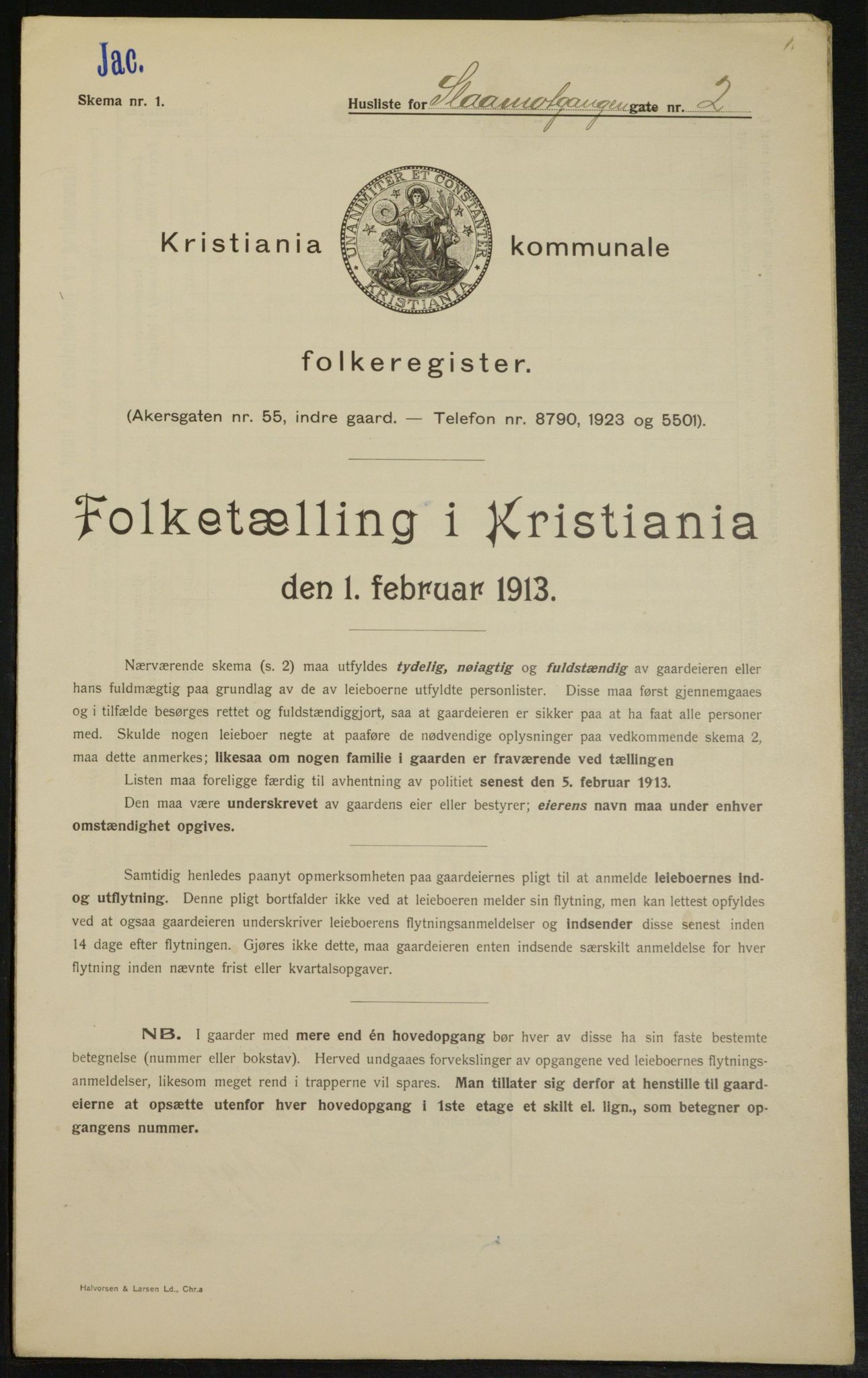 OBA, Kommunal folketelling 1.2.1913 for Kristiania, 1913, s. 96938