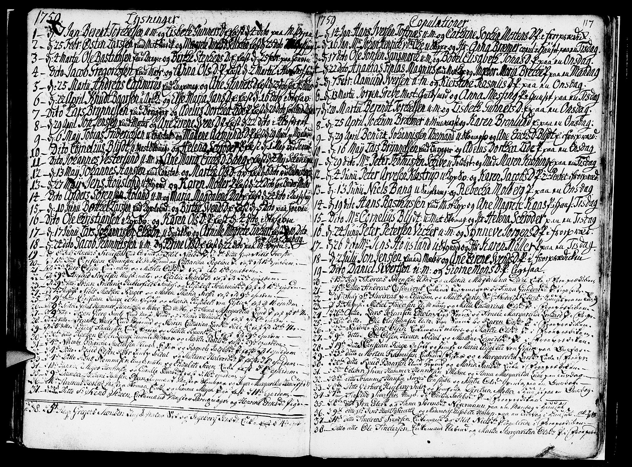 Nykirken Sokneprestembete, AV/SAB-A-77101/H/Haa/L0007: Ministerialbok nr. A 7, 1719-1781, s. 117
