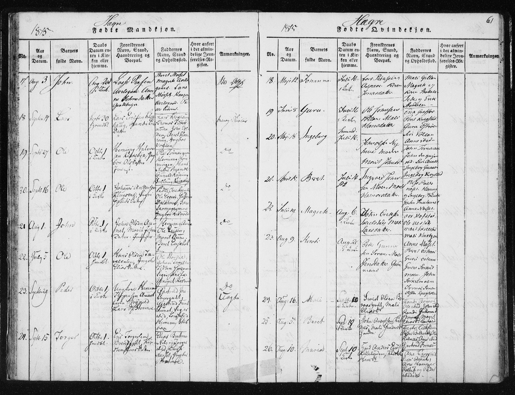Ministerialprotokoller, klokkerbøker og fødselsregistre - Nord-Trøndelag, SAT/A-1458/709/L0061: Ministerialbok nr. 709A08 /4, 1815-1819, s. 61
