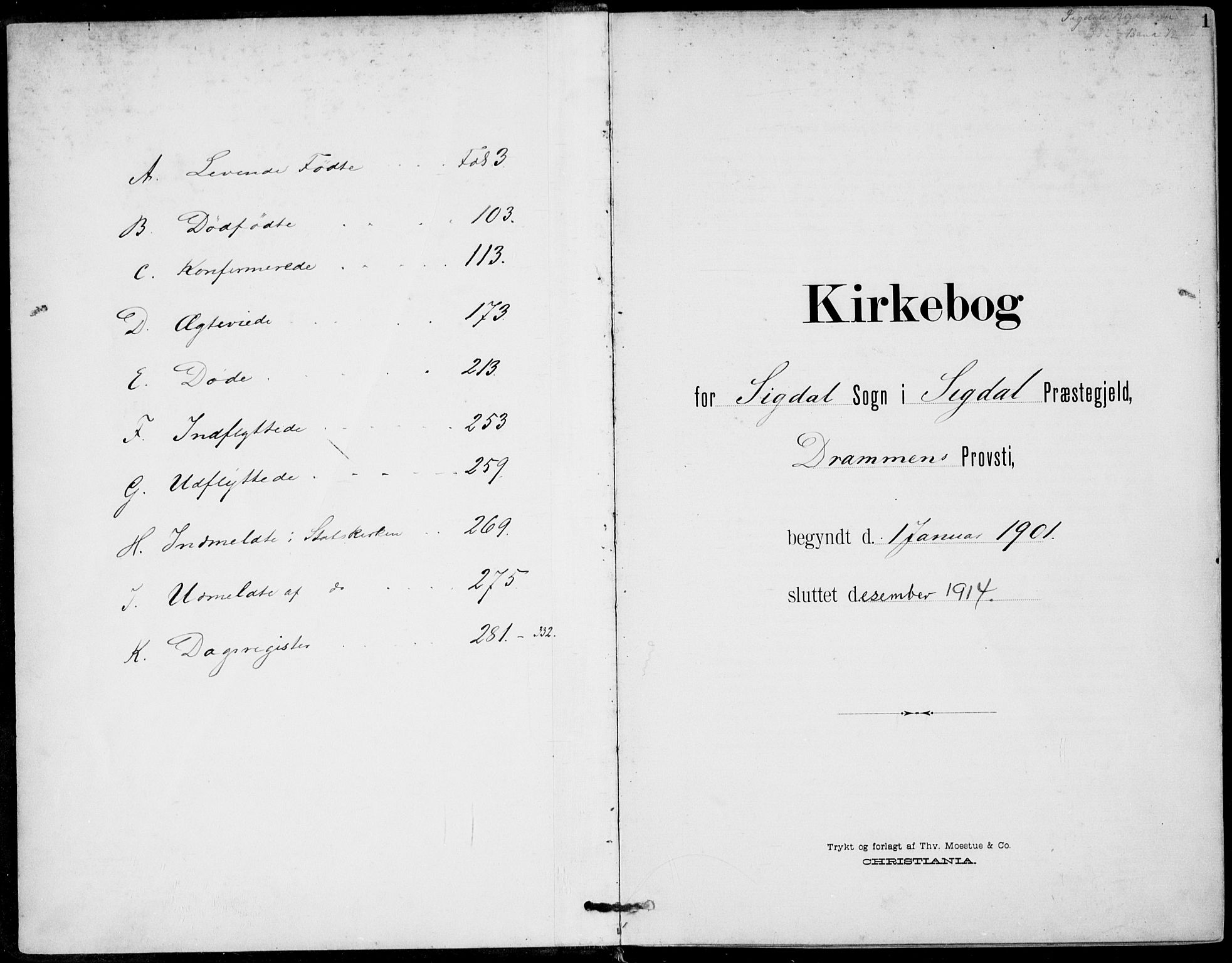 Sigdal kirkebøker, SAKO/A-245/F/Fb/L0002: Ministerialbok nr. II 2, 1901-1914, s. 1