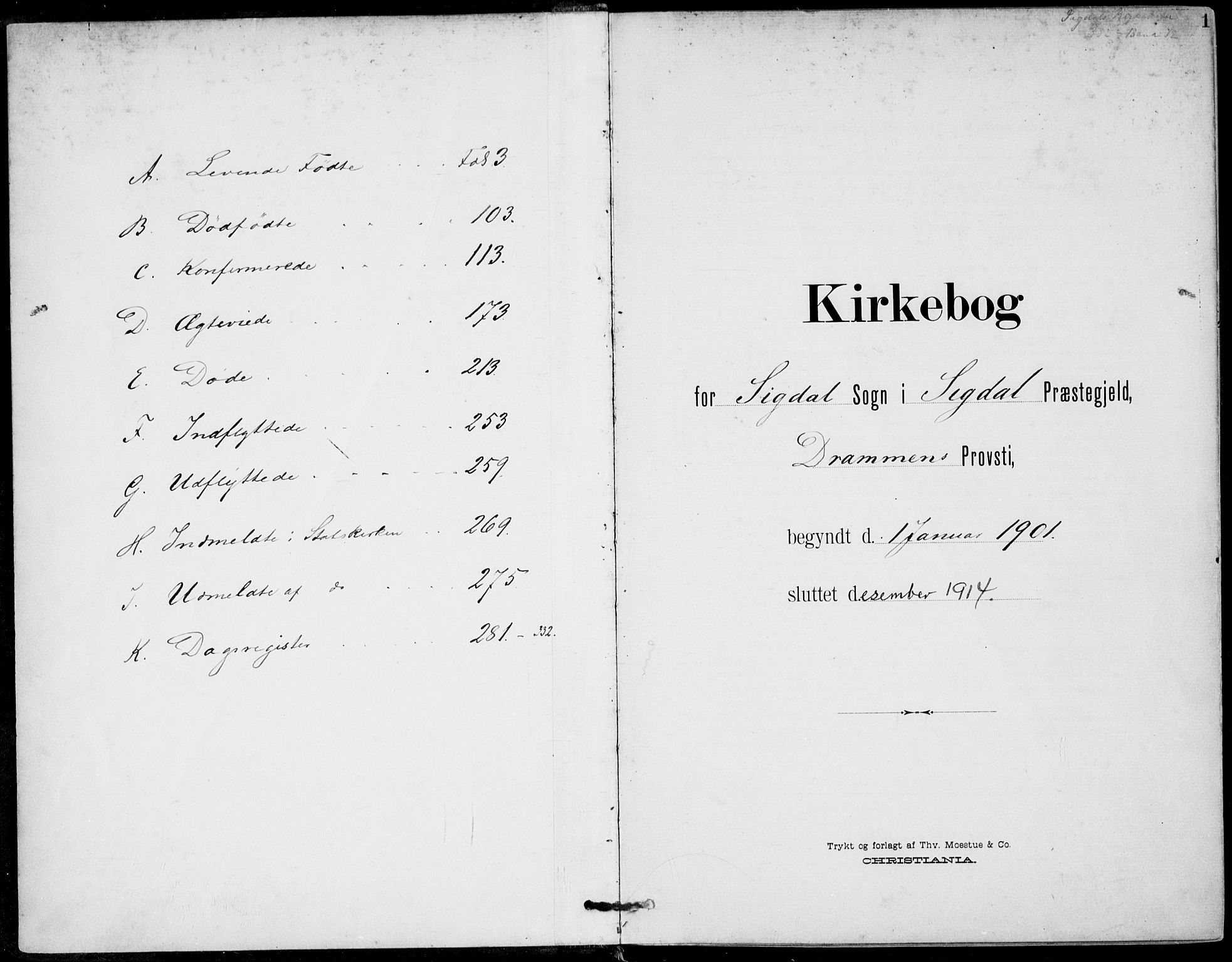 Sigdal kirkebøker, AV/SAKO-A-245/F/Fb/L0002: Ministerialbok nr. II 2, 1901-1914, s. 1