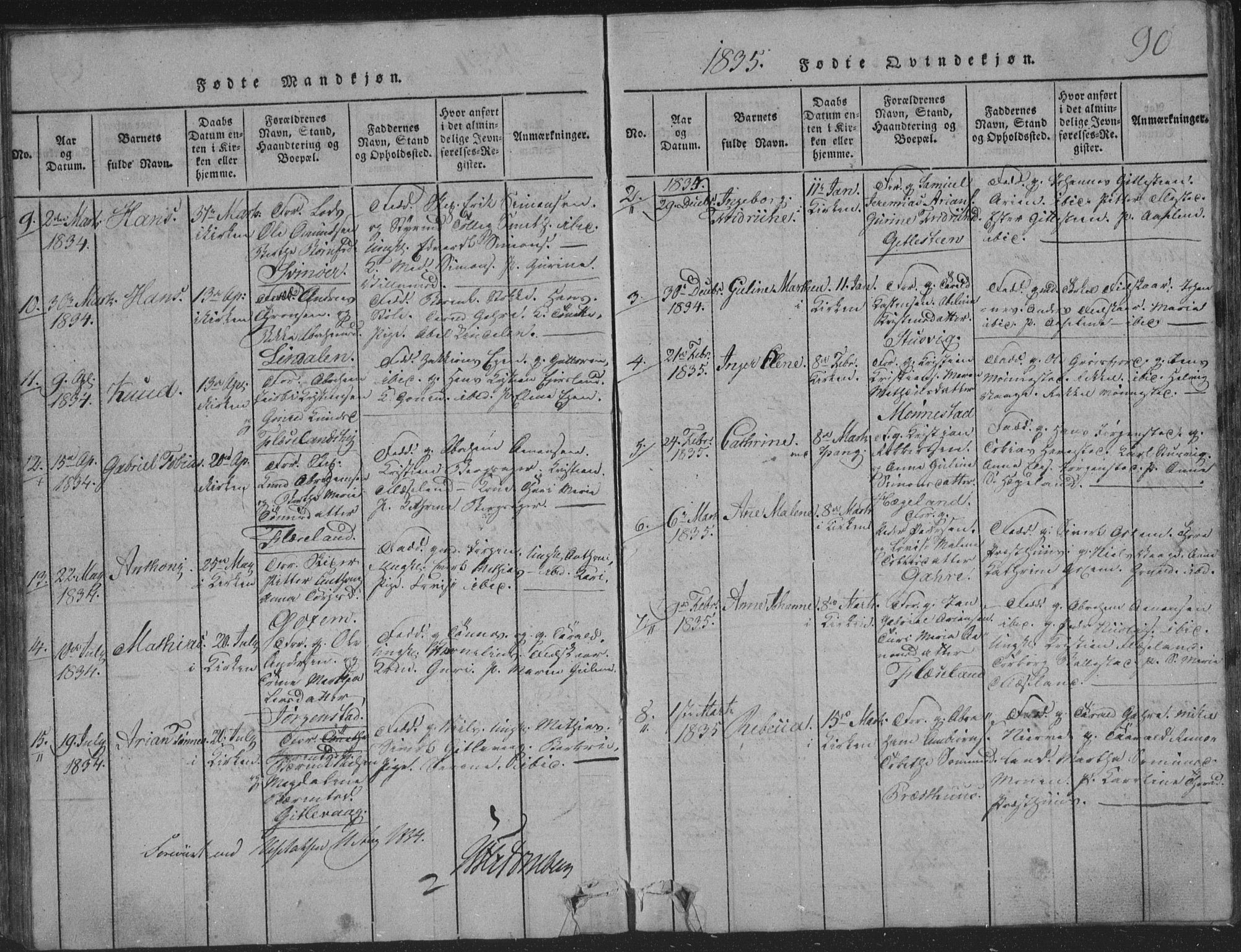Sør-Audnedal sokneprestkontor, SAK/1111-0039/F/Fb/Fba/L0001: Klokkerbok nr. B 1, 1815-1850, s. 90