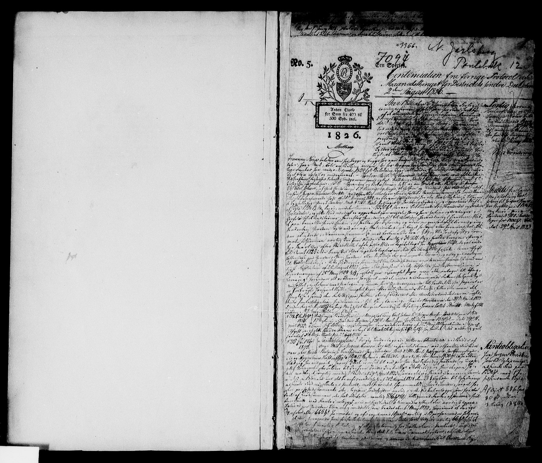 Nordre Jarlsberg sorenskriveri, SAKO/A-80/G/Ga/Gaa/L0012: Pantebok nr. 12, 1826-1831, s. 1