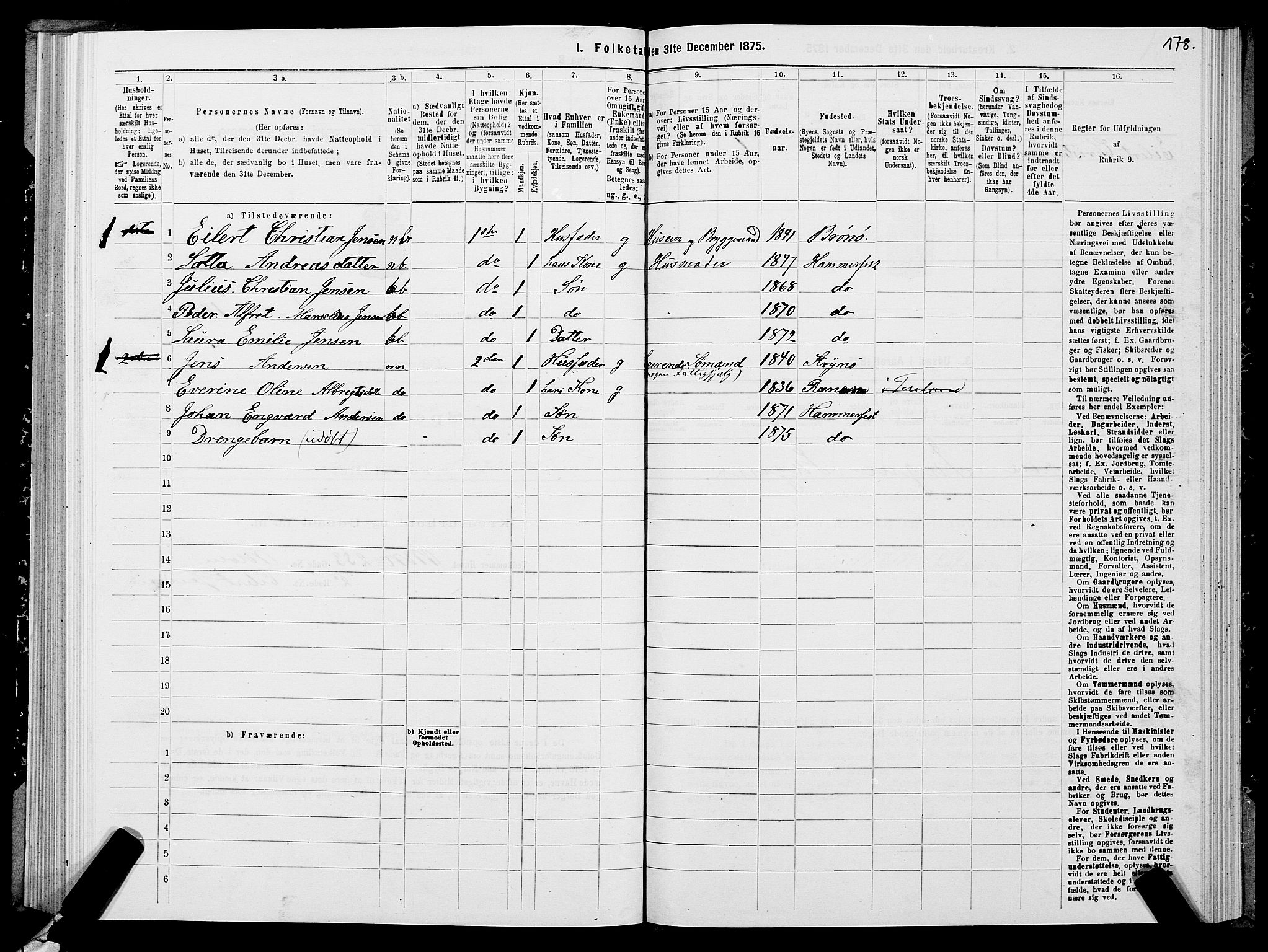 SATØ, Folketelling 1875 for 2001B Hammerfest prestegjeld, Hammerfest kjøpstad, 1875, s. 2178