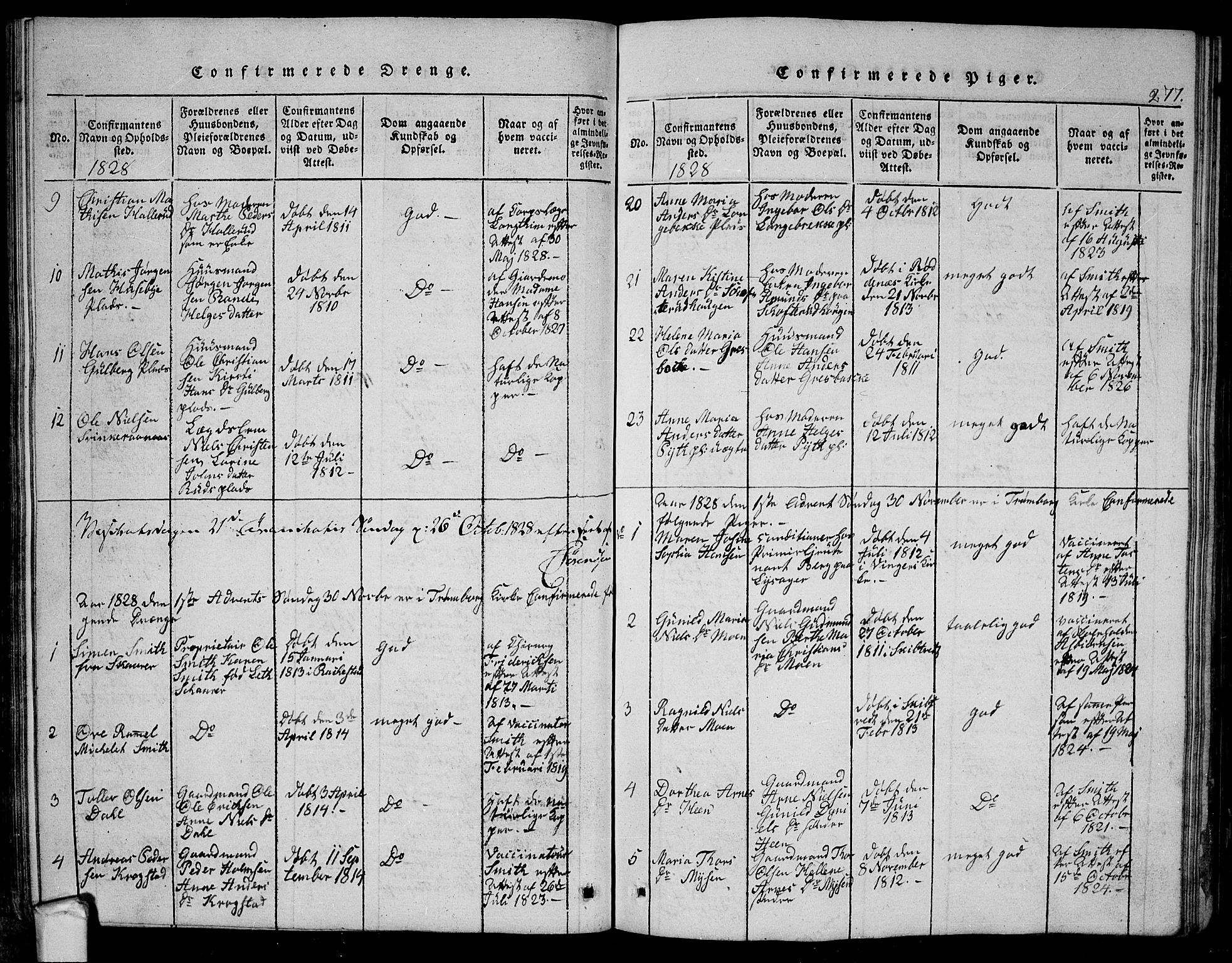 Eidsberg prestekontor Kirkebøker, SAO/A-10905/G/Ga/L0001: Klokkerbok nr. I 1, 1814-1831, s. 277