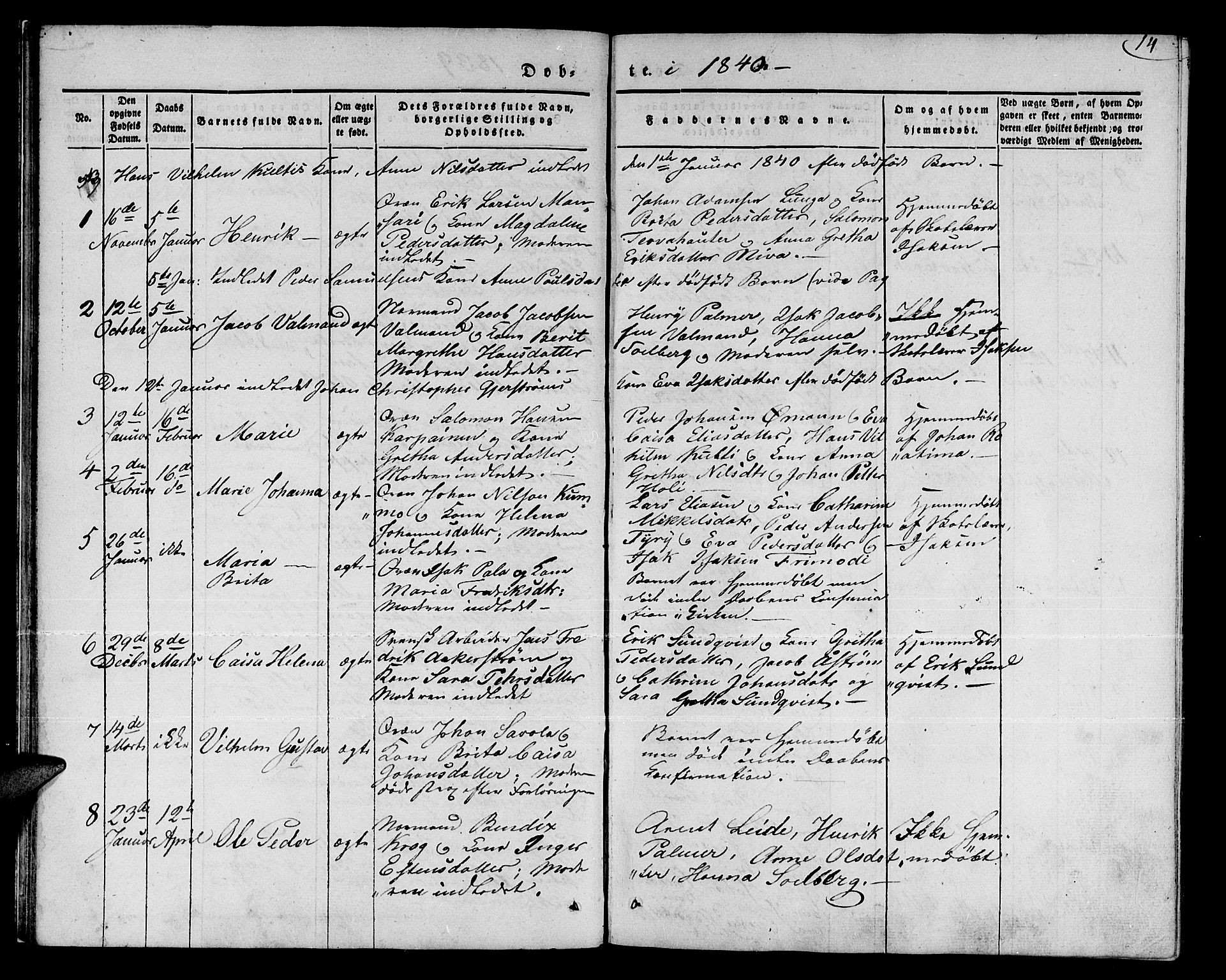 Talvik sokneprestkontor, AV/SATØ-S-1337/H/Ha/L0015kirke: Ministerialbok nr. 15, 1837-1847, s. 14
