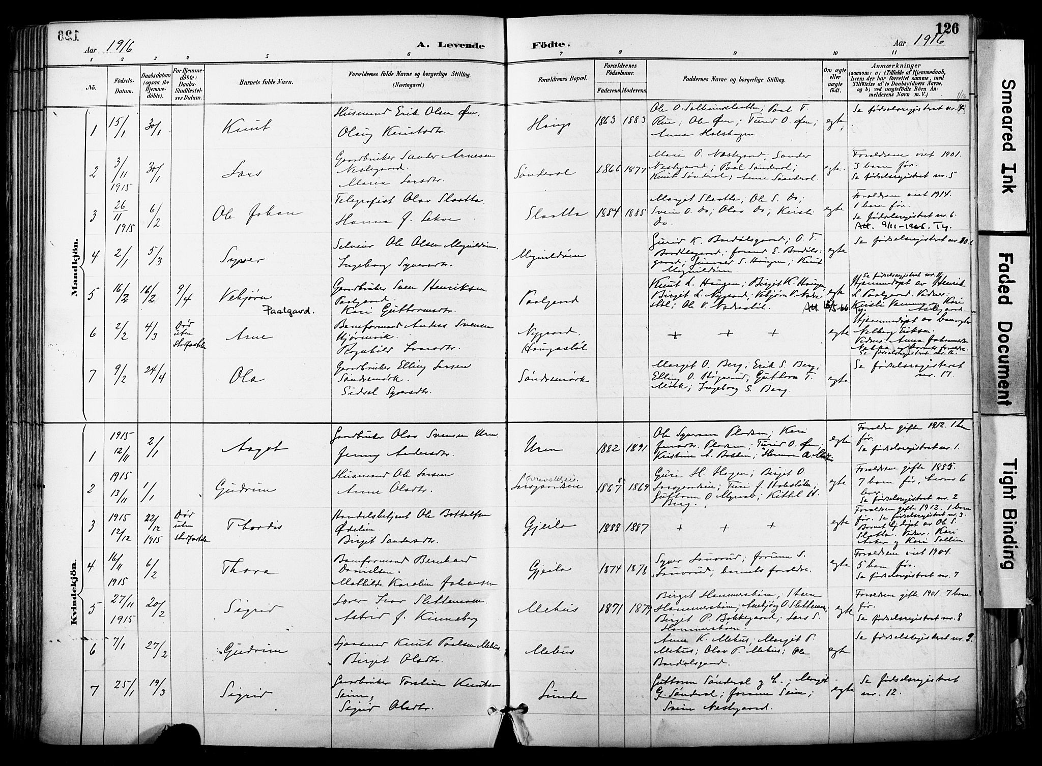 Hol kirkebøker, AV/SAKO-A-227/F/Fa/L0003: Ministerialbok nr. I 3, 1887-1918, s. 126
