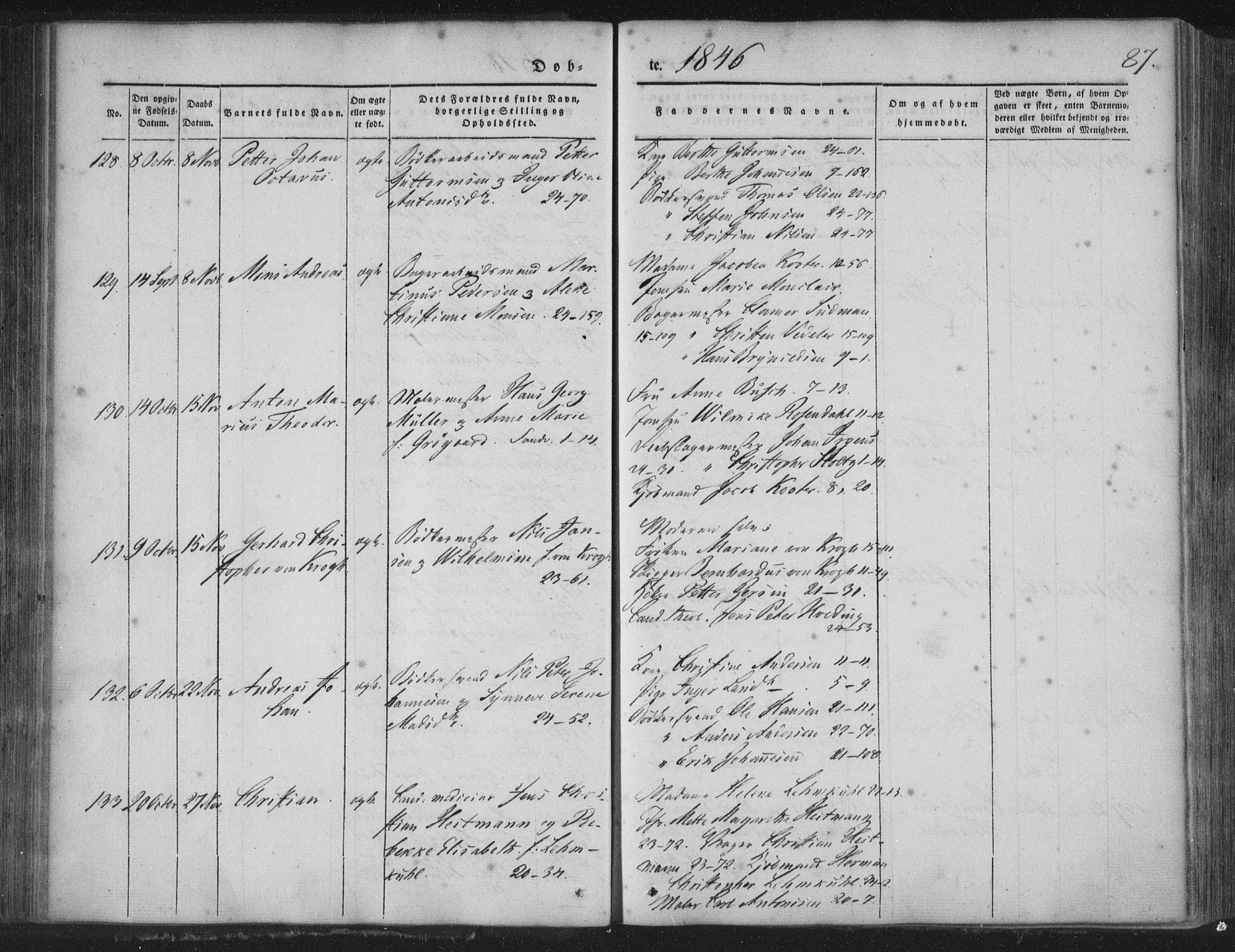 Korskirken sokneprestembete, SAB/A-76101/H/Haa/L0016: Ministerialbok nr. B 2, 1841-1851, s. 87