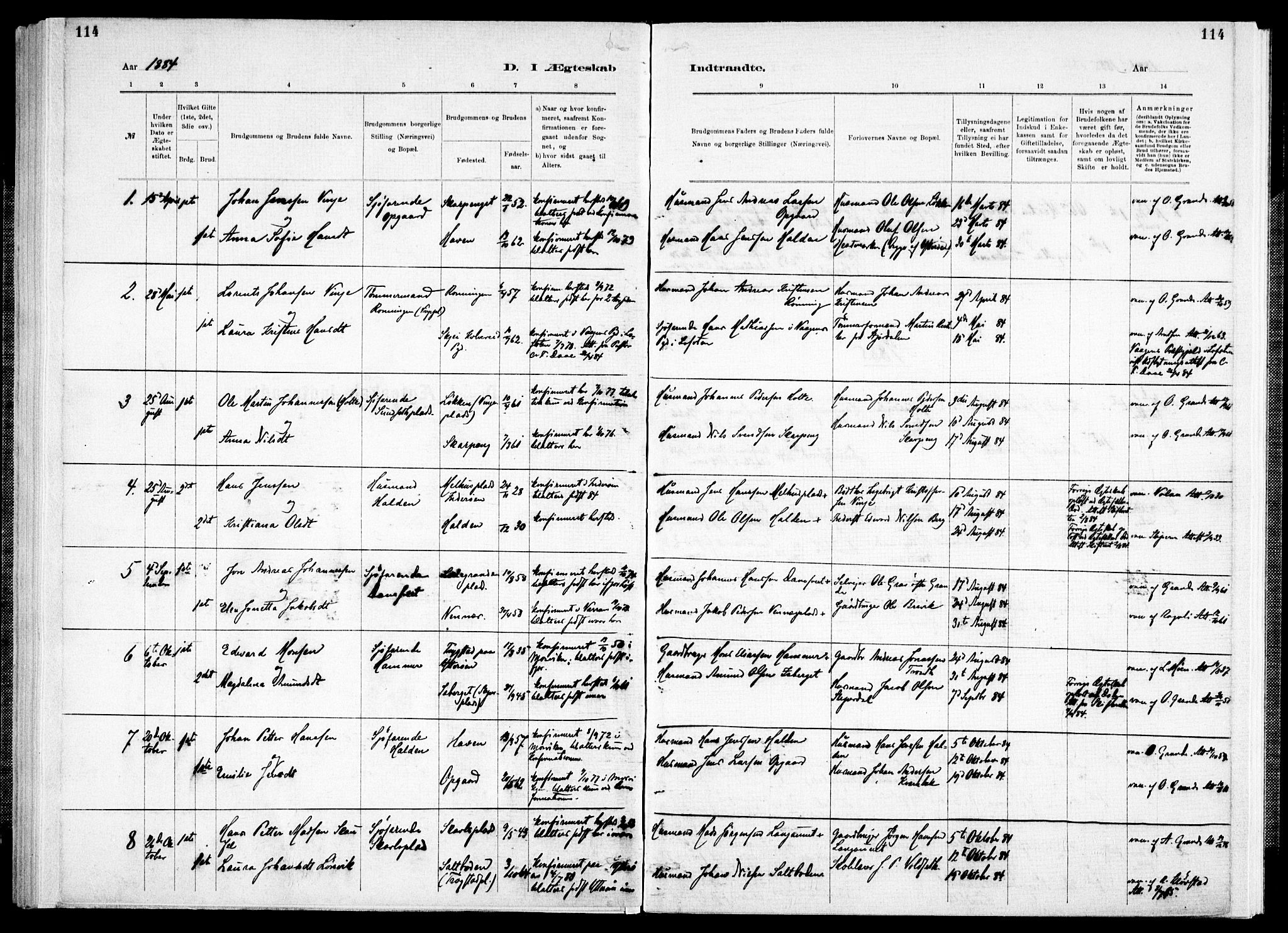 Ministerialprotokoller, klokkerbøker og fødselsregistre - Nord-Trøndelag, SAT/A-1458/733/L0325: Ministerialbok nr. 733A04, 1884-1908, s. 114