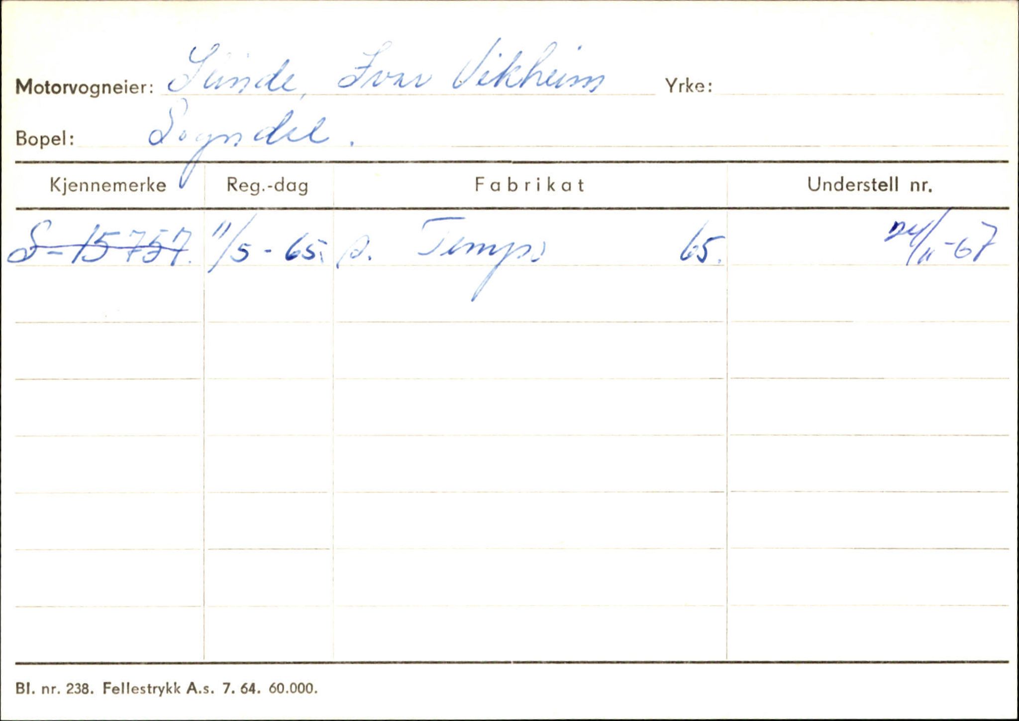 Statens vegvesen, Sogn og Fjordane vegkontor, AV/SAB-A-5301/4/F/L0124: Eigarregister Sogndal A-U, 1945-1975, s. 2227