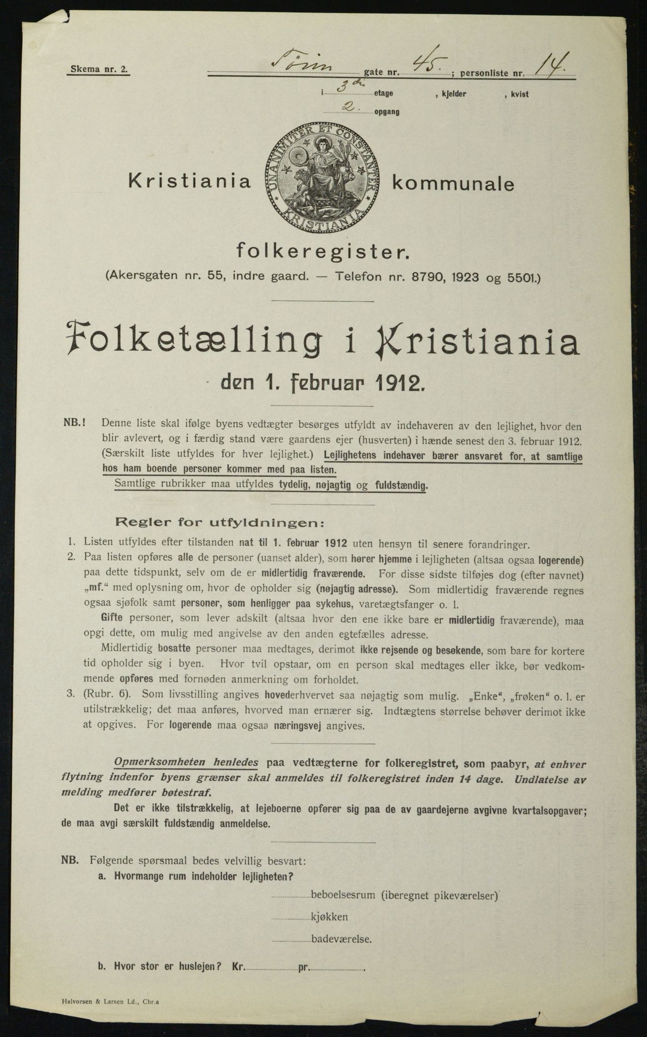 OBA, Kommunal folketelling 1.2.1912 for Kristiania, 1912, s. 118685