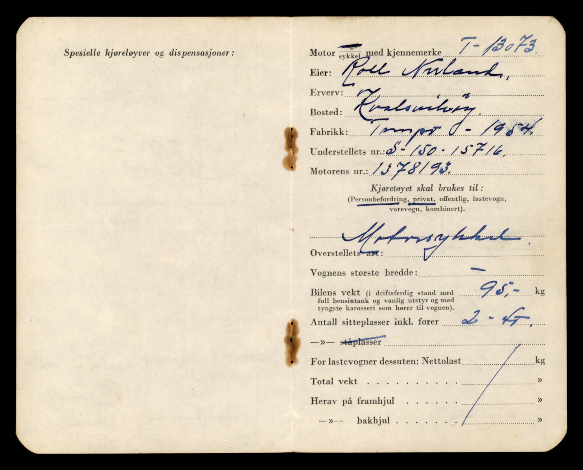 Møre og Romsdal vegkontor - Ålesund trafikkstasjon, AV/SAT-A-4099/F/Fe/L0037: Registreringskort for kjøretøy T 13031 - T 13179, 1927-1998, s. 883