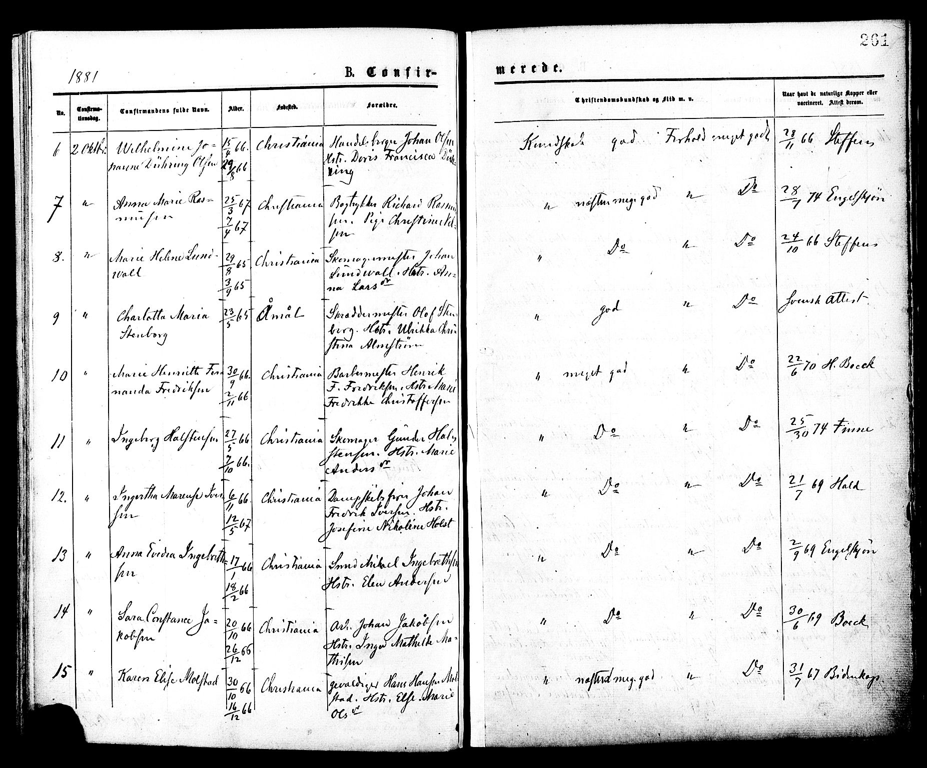 Johannes prestekontor Kirkebøker, AV/SAO-A-10852/F/Fa/L0001: Ministerialbok nr. 1, 1875-1881, s. 261