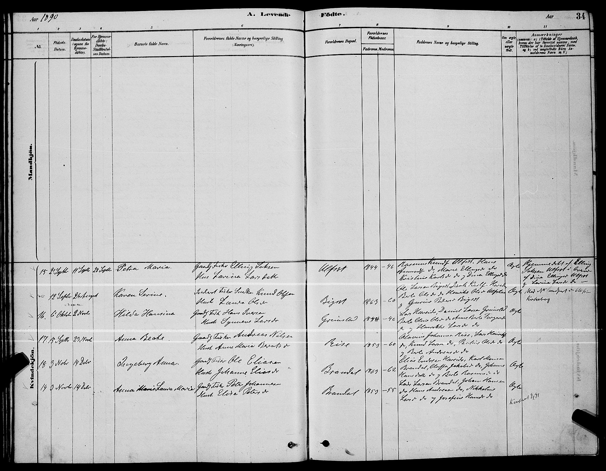 Ministerialprotokoller, klokkerbøker og fødselsregistre - Møre og Romsdal, SAT/A-1454/510/L0125: Klokkerbok nr. 510C02, 1878-1900, s. 34