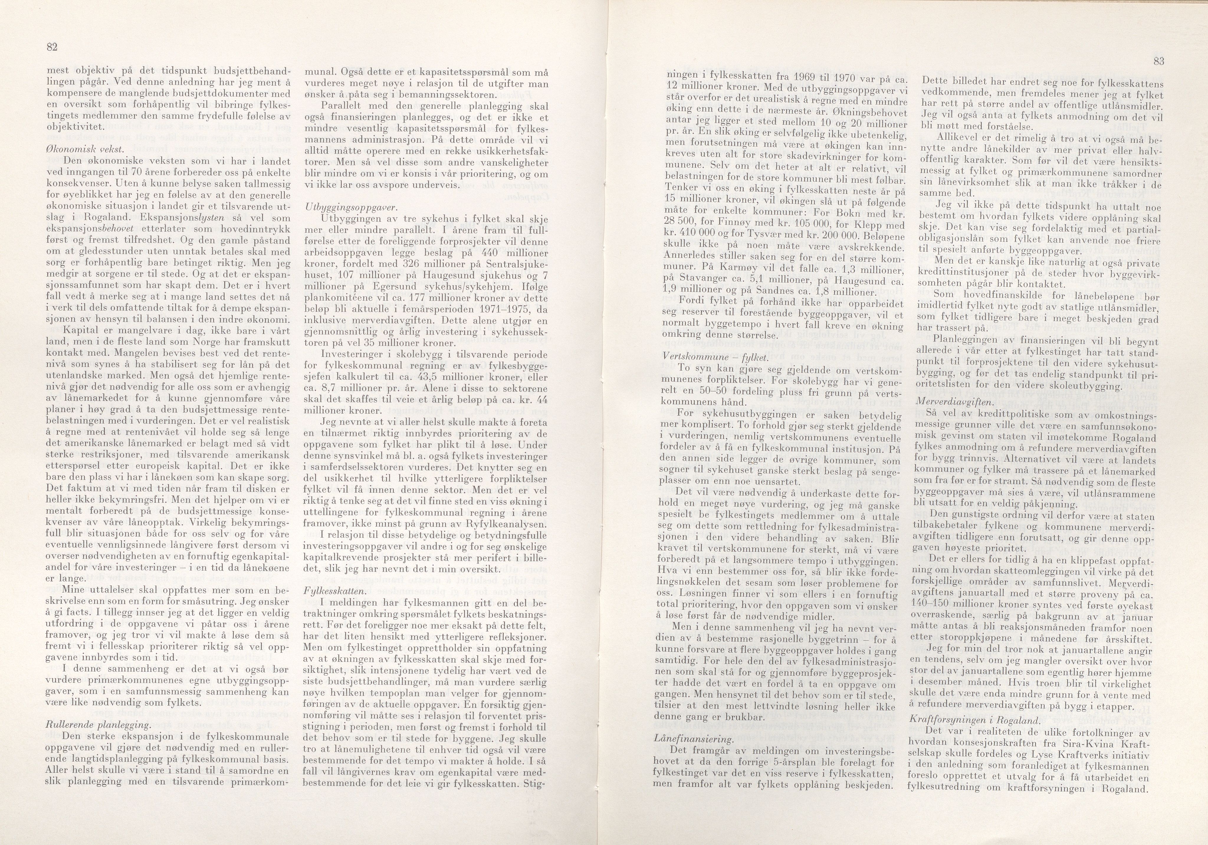 Rogaland fylkeskommune - Fylkesrådmannen , IKAR/A-900/A/Aa/Aaa/L0090: Møtebok , 1970, s. 82-83