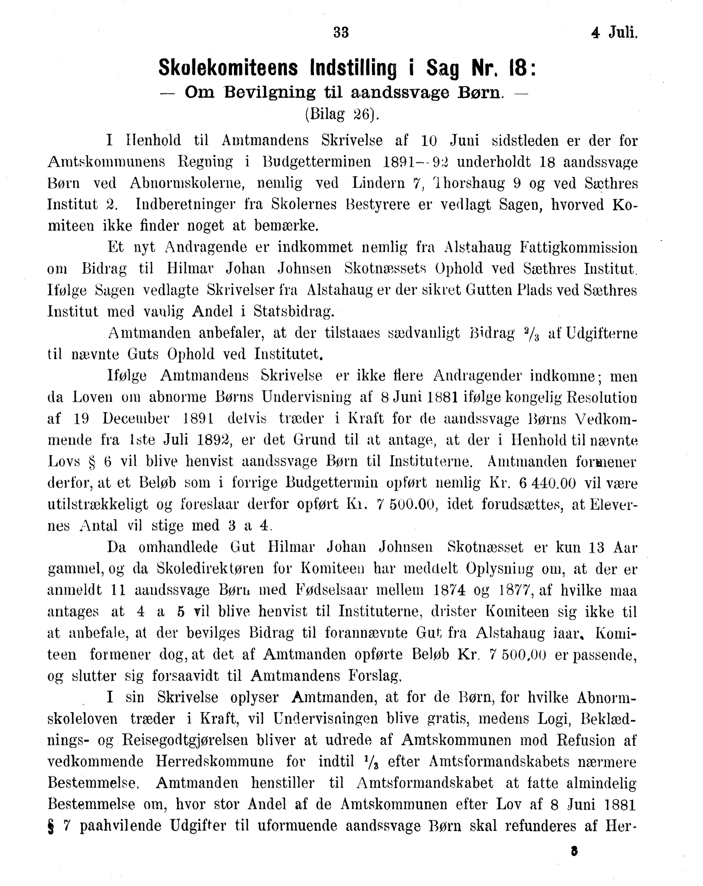 Nordland Fylkeskommune. Fylkestinget, AIN/NFK-17/176/A/Ac/L0016: Fylkestingsforhandlinger 1891-1893, 1891-1893