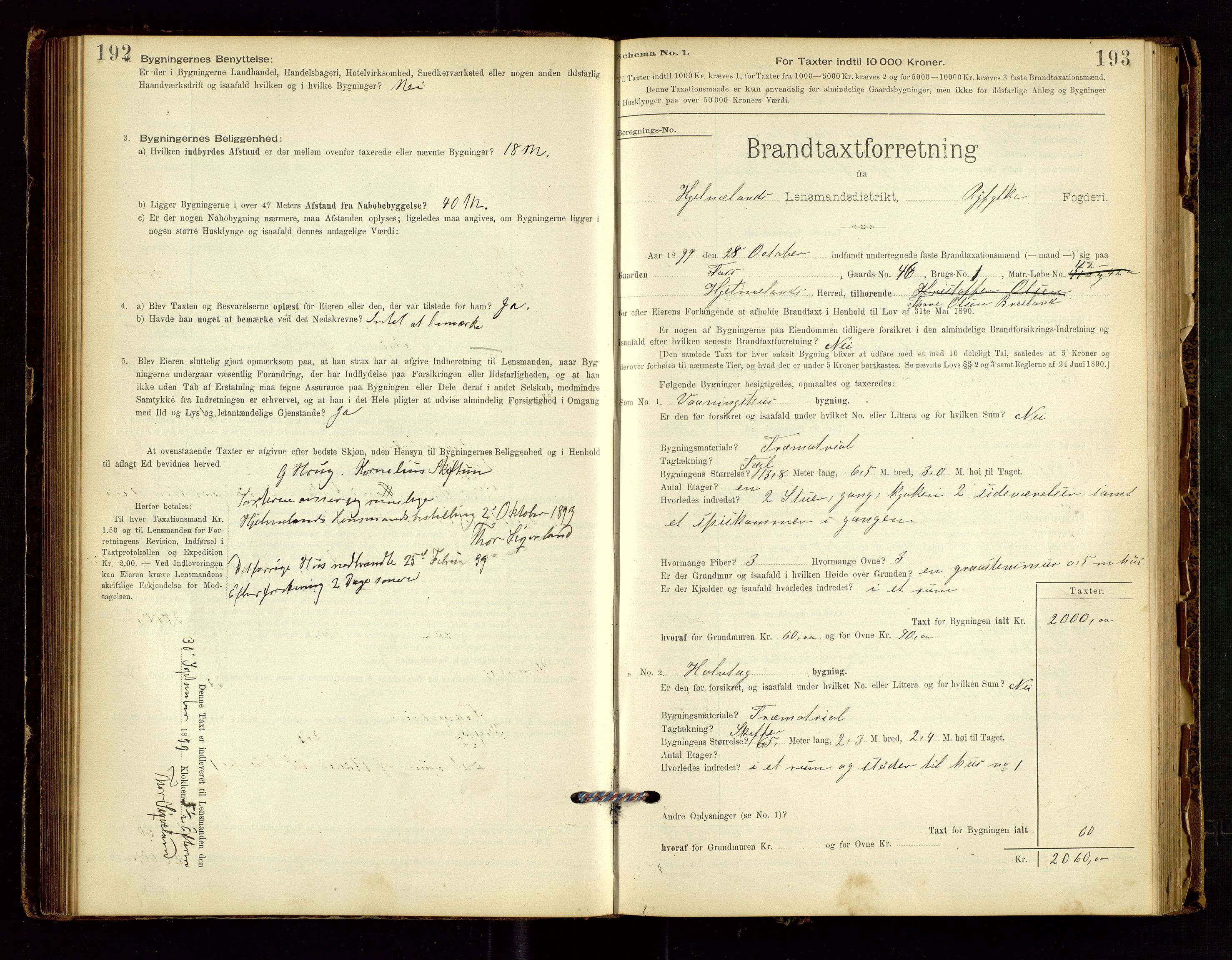 Hjelmeland lensmannskontor, AV/SAST-A-100439/Gob/L0001: "Brandtaxationsprotokol", 1895-1932, s. 192-193