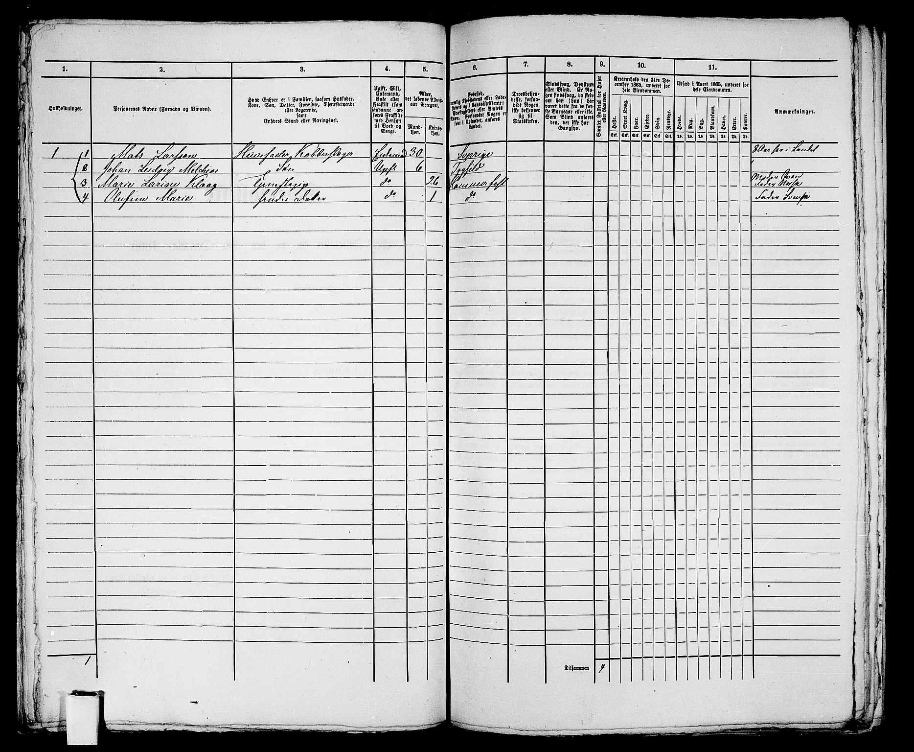 RA, Folketelling 1865 for 2001B Hammerfest prestegjeld, Hammerfest kjøpstad, 1865, s. 162