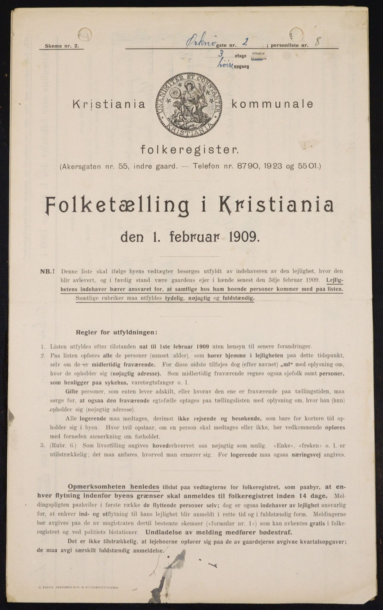 OBA, Kommunal folketelling 1.2.1909 for Kristiania kjøpstad, 1909, s. 68720