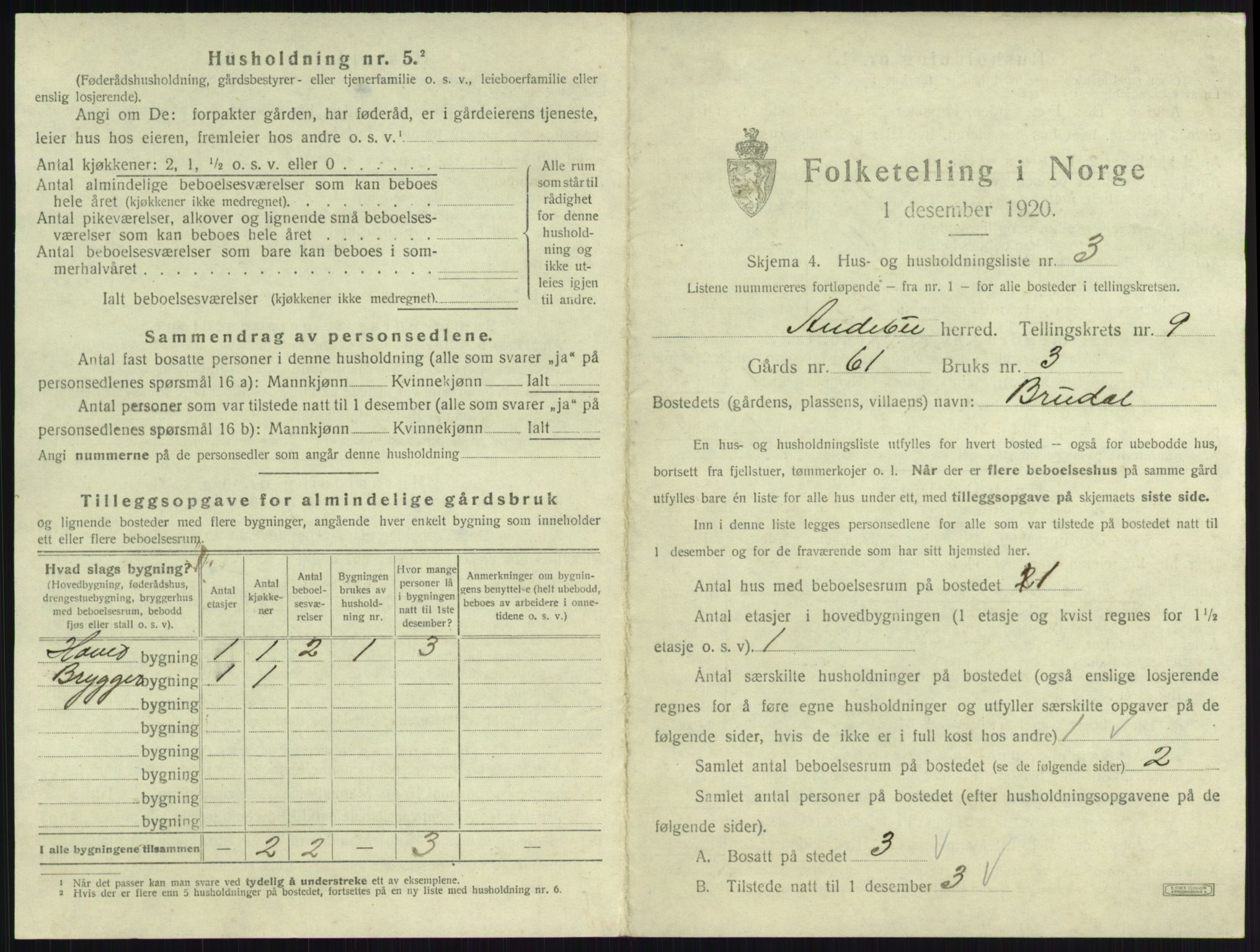 SAKO, Folketelling 1920 for 0719 Andebu herred, 1920, s. 535